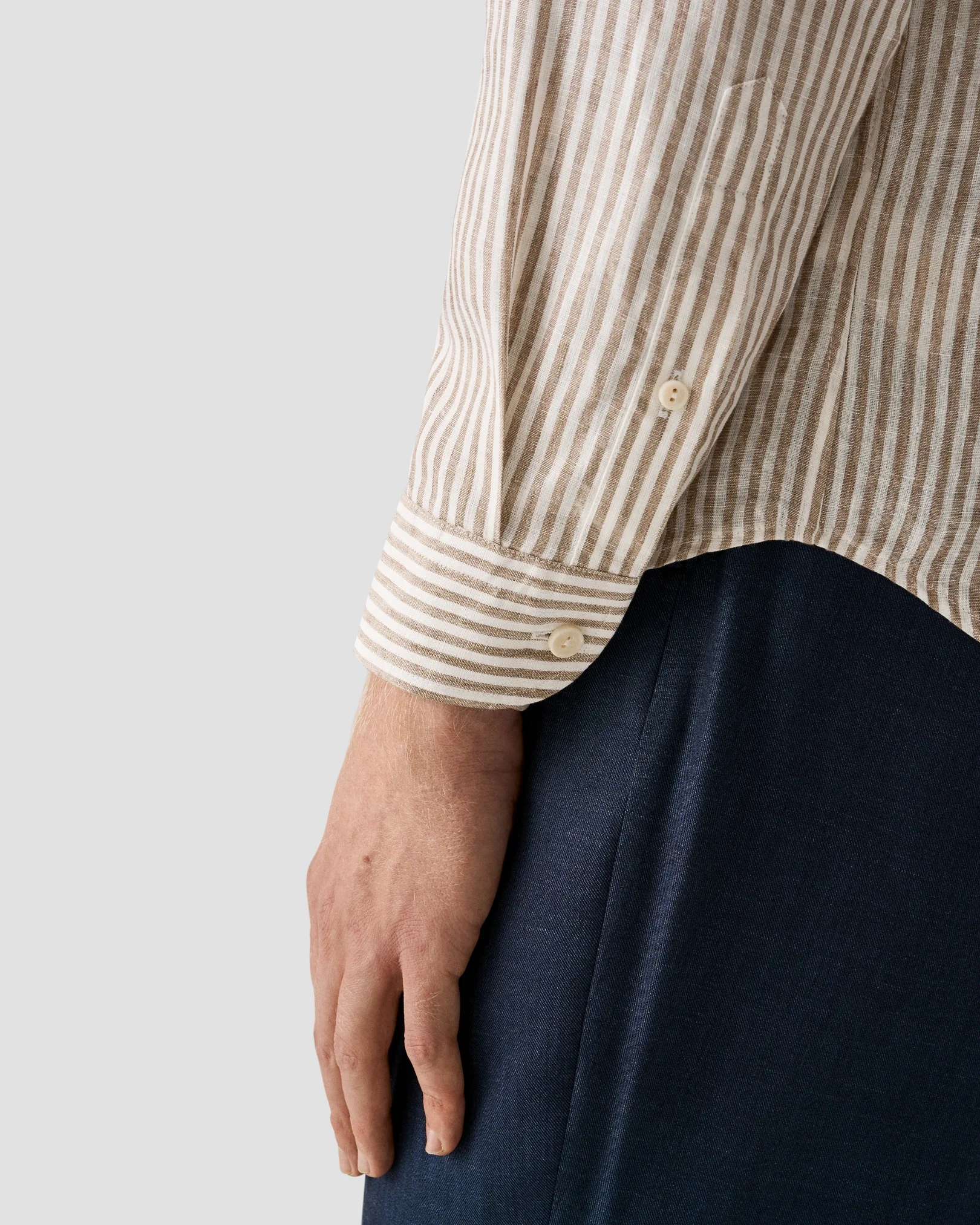 Eton - beige striped linen shirt