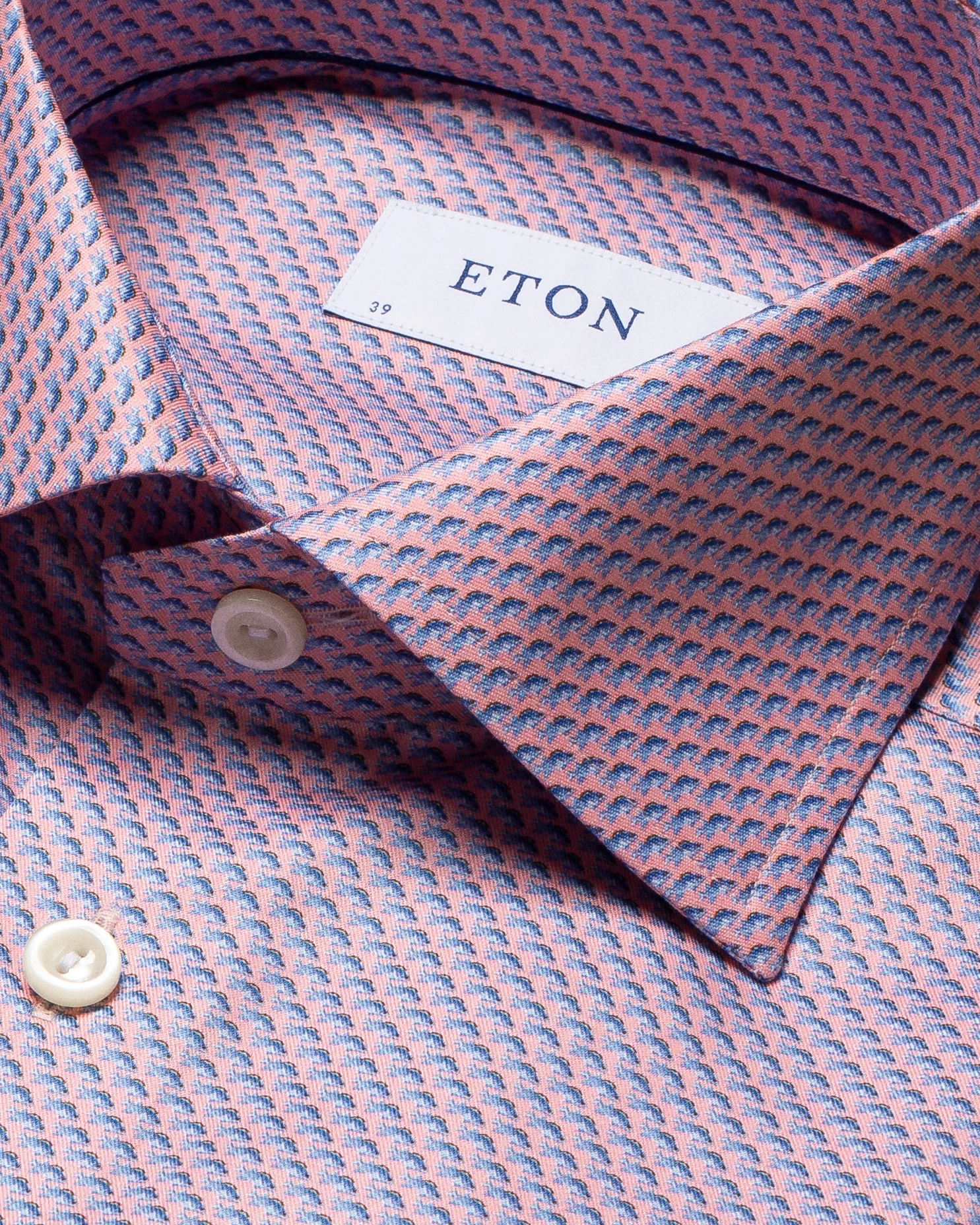 Eton - orange fish print signature twill shirt short sleeve
