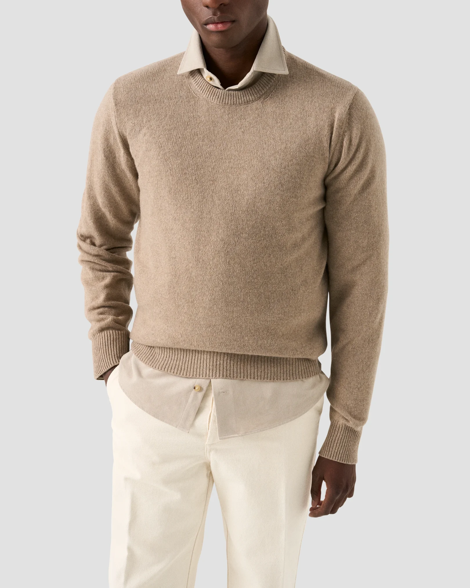 Eton - beige cashmere knit crew neck