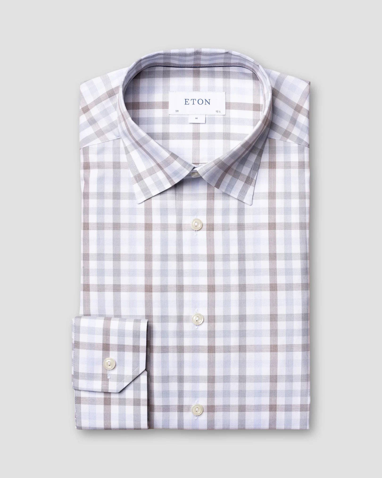 Eton - white blue plaid signature twill shirt