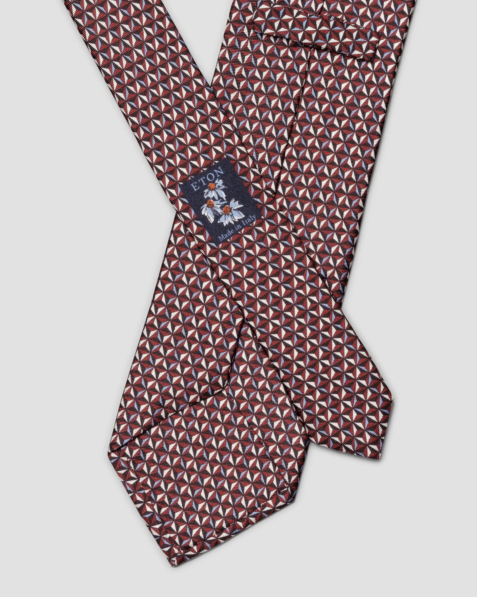 Eton - dark red geometric silk twill printed tie
