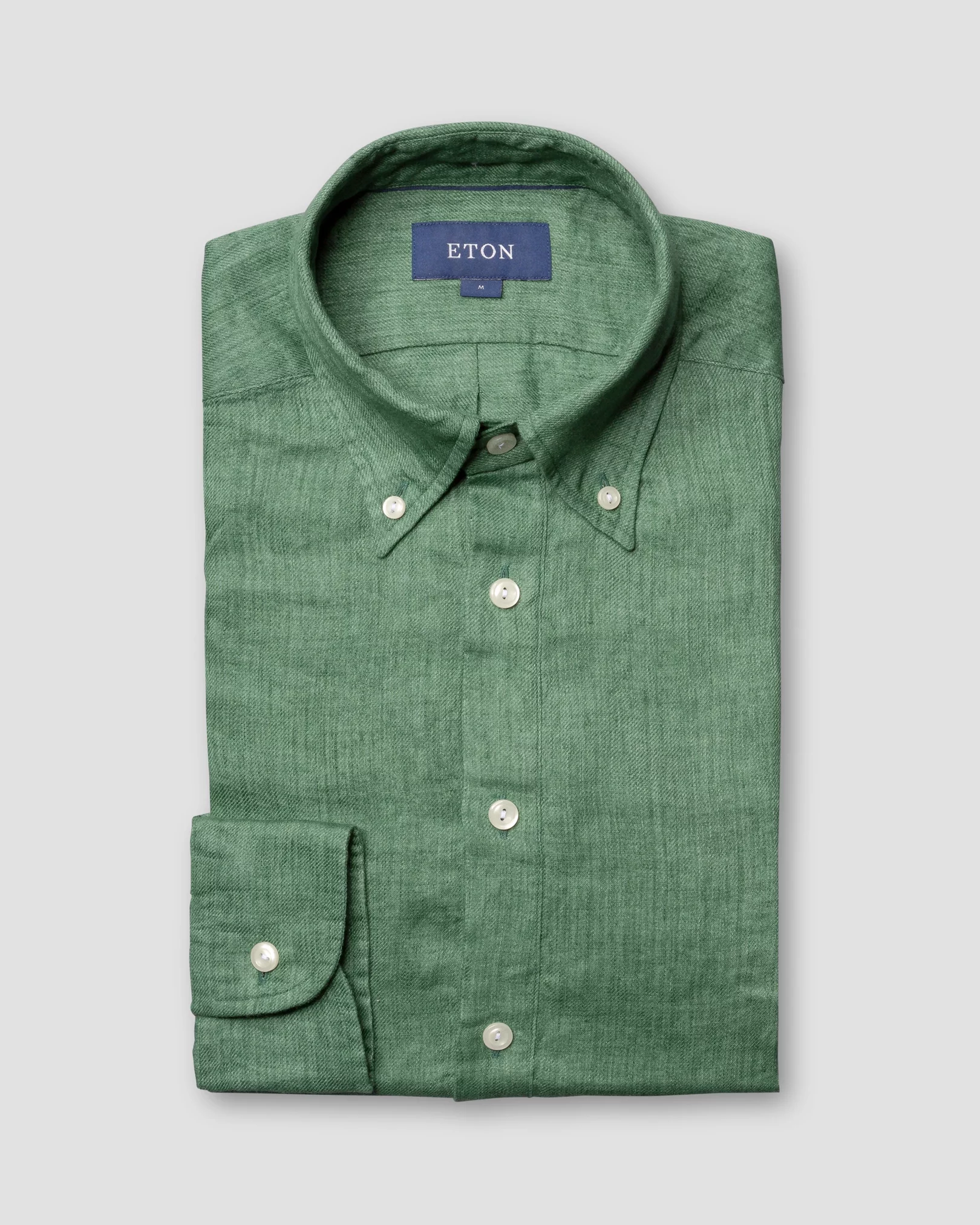 Eton - green luxe linen popover shirt