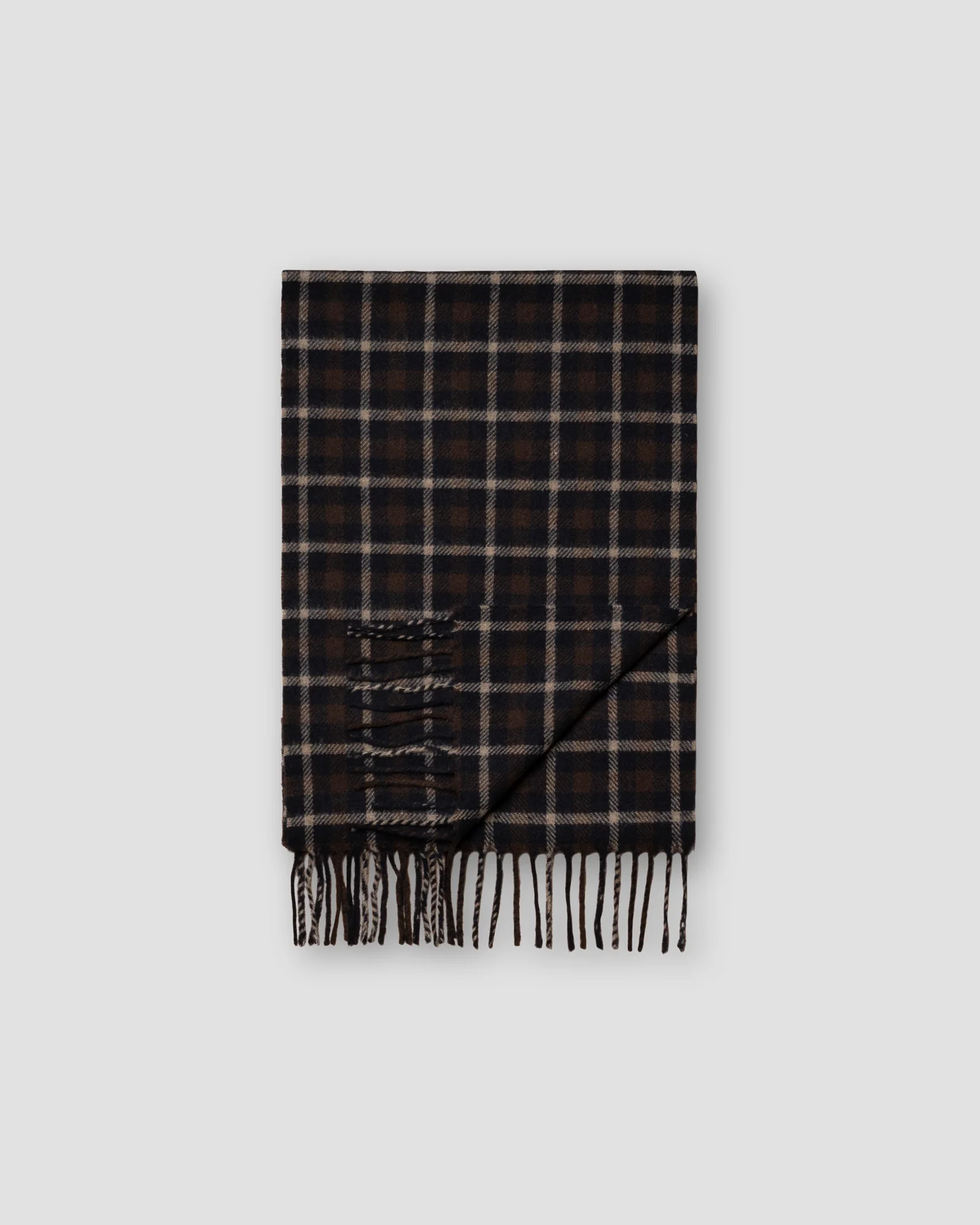 Eton - dark brown large checked scarf