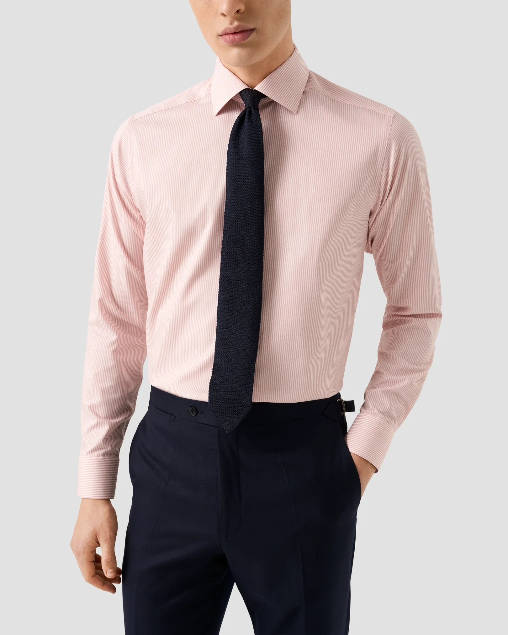 Eton - pink bengal striped cotton tencel tm lyocell shirt