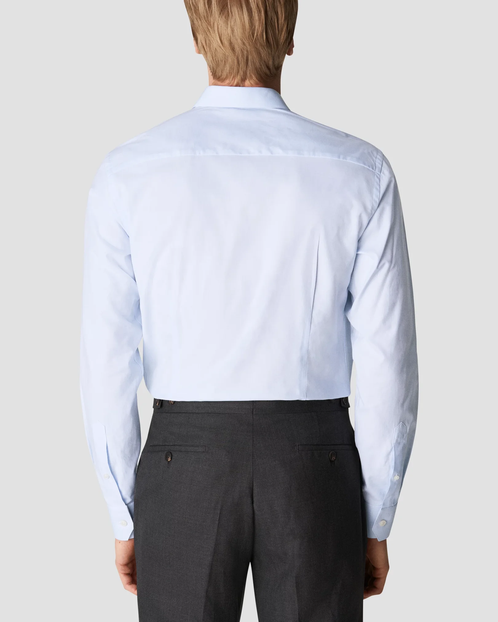 Eton - light blue signature twill semi solid