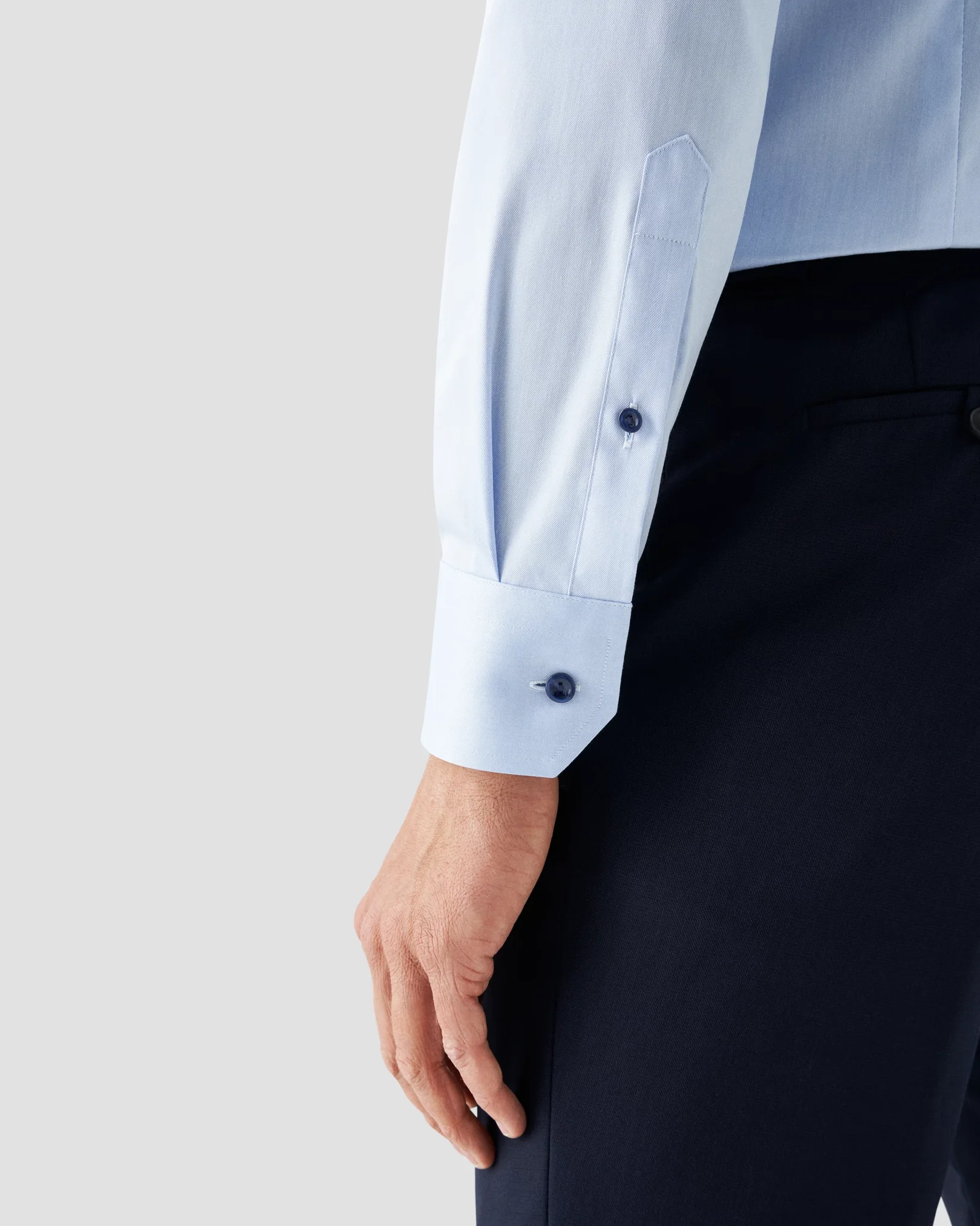 Eton - light blue navy details signature twill shirt