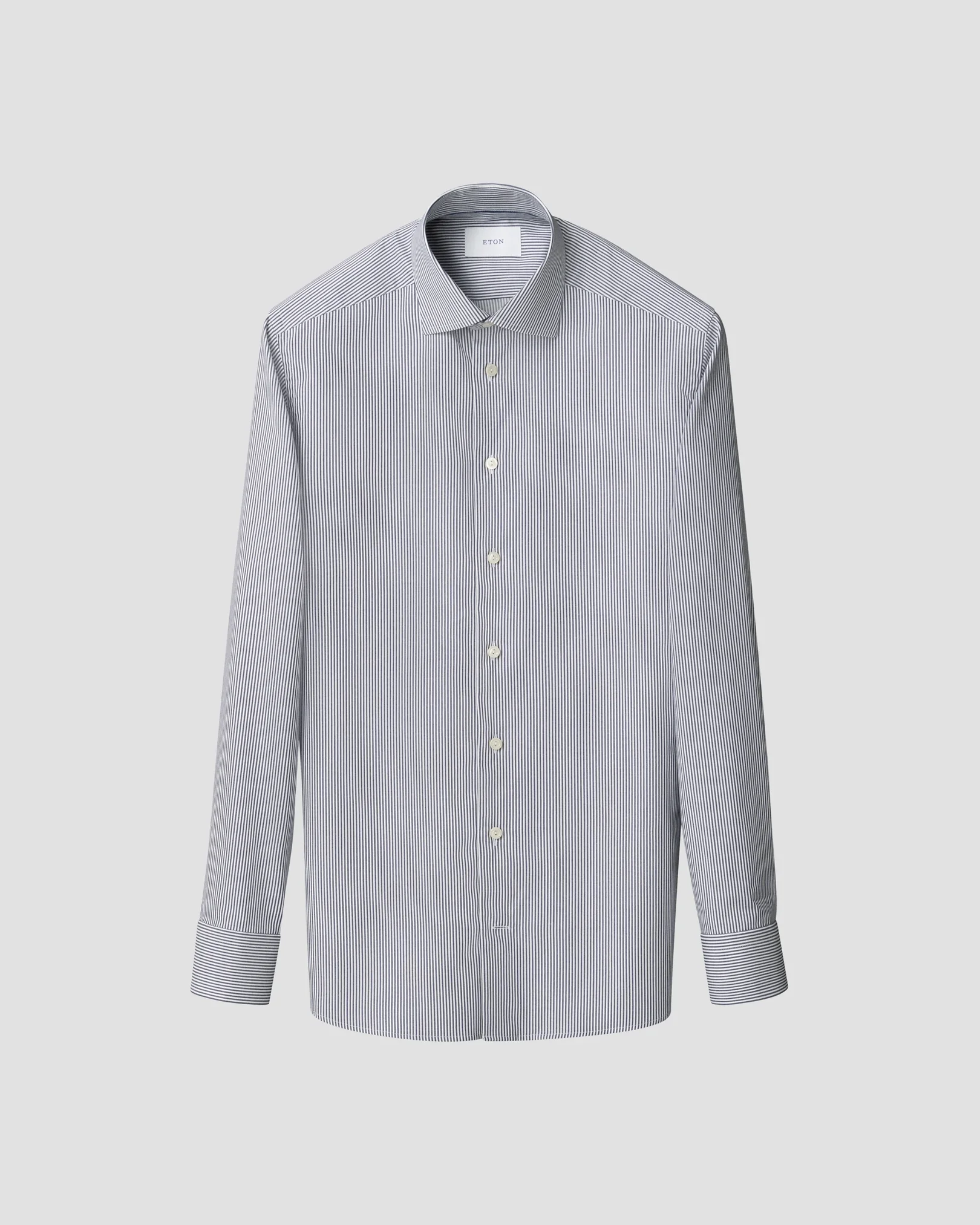 Eton - navy blue bengal striped cotton tencel tm lyocell shirt