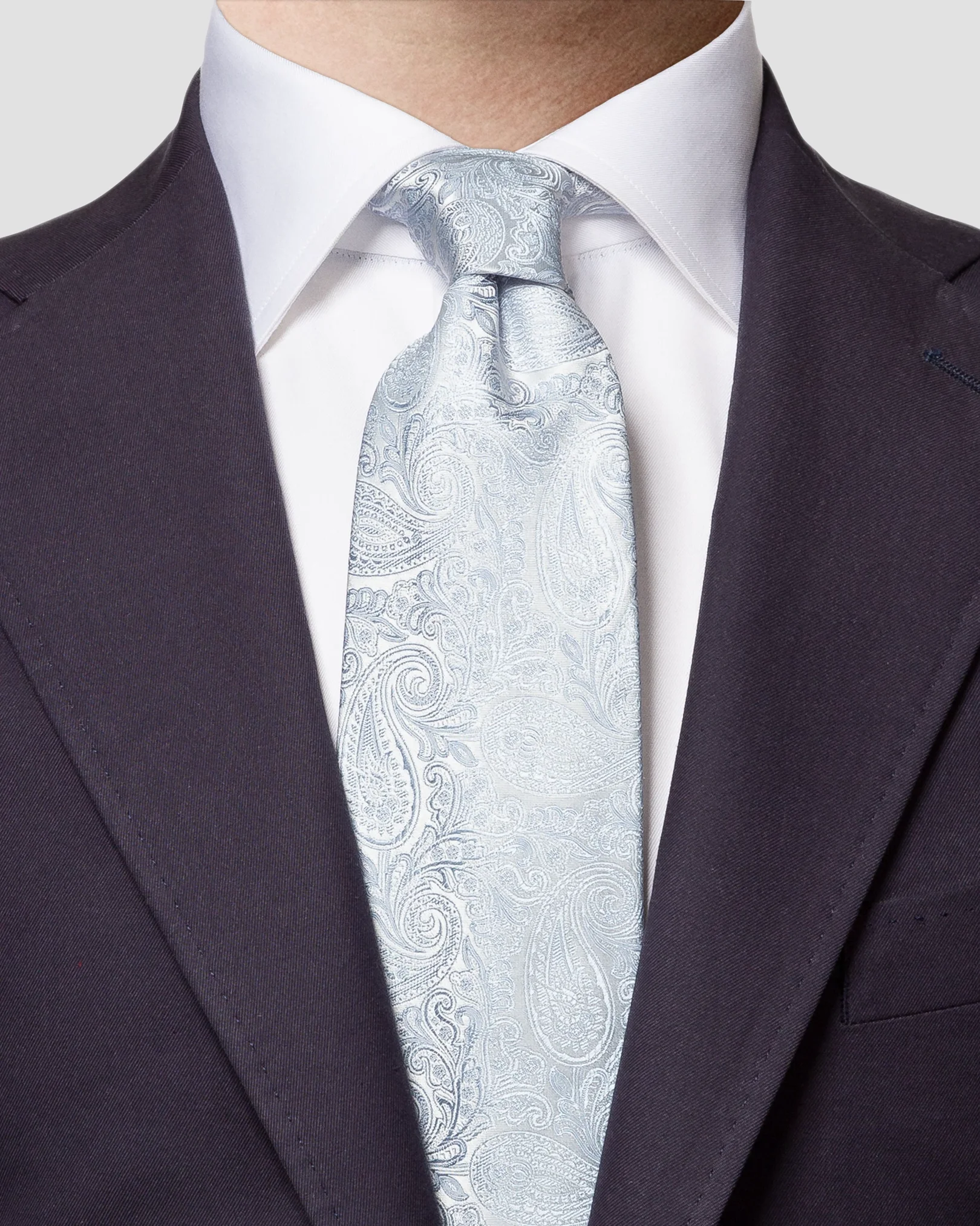 Eton - mid blue paisley silk wedding tie
