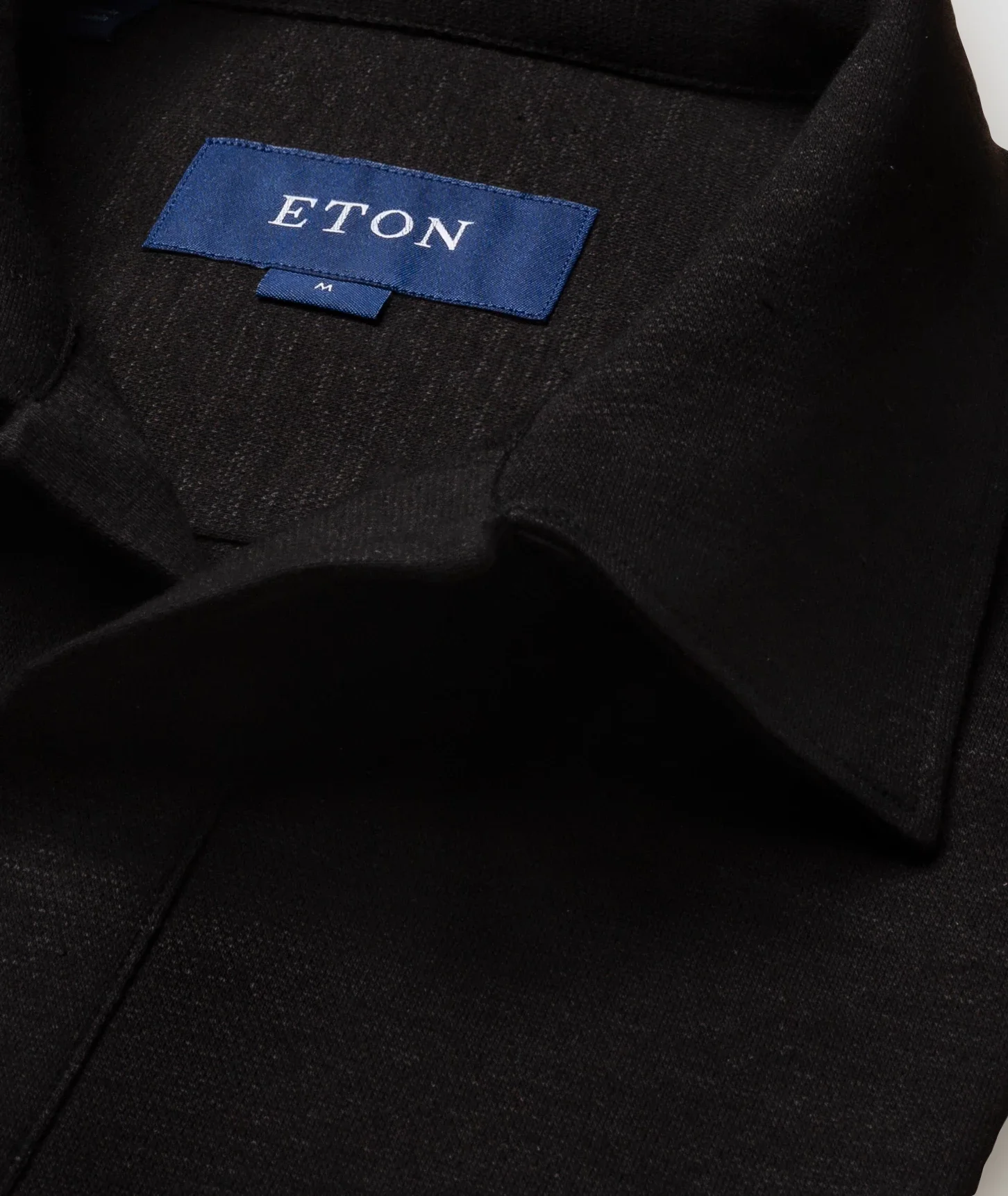 Eton - black pique cotton linnen short sleeve