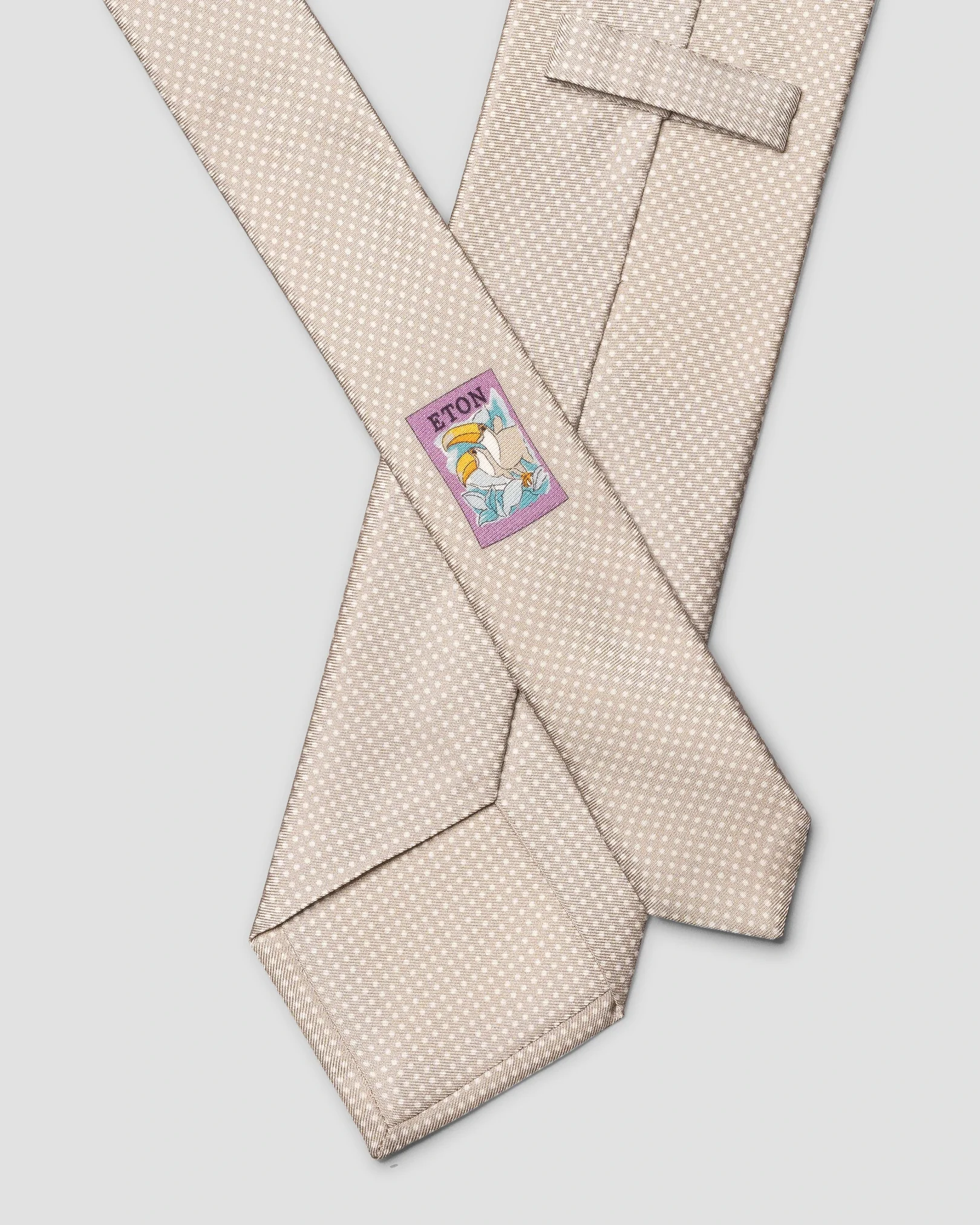 Eton - light grey polka dot print silk tie