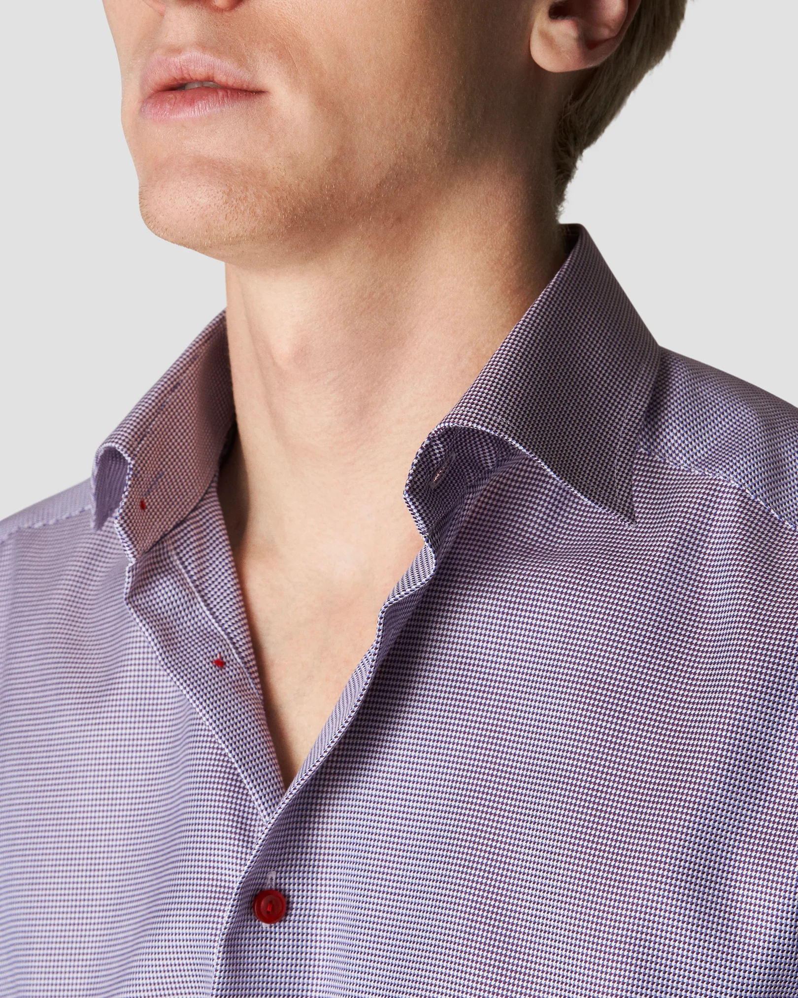 Eton - red textured twill shirt