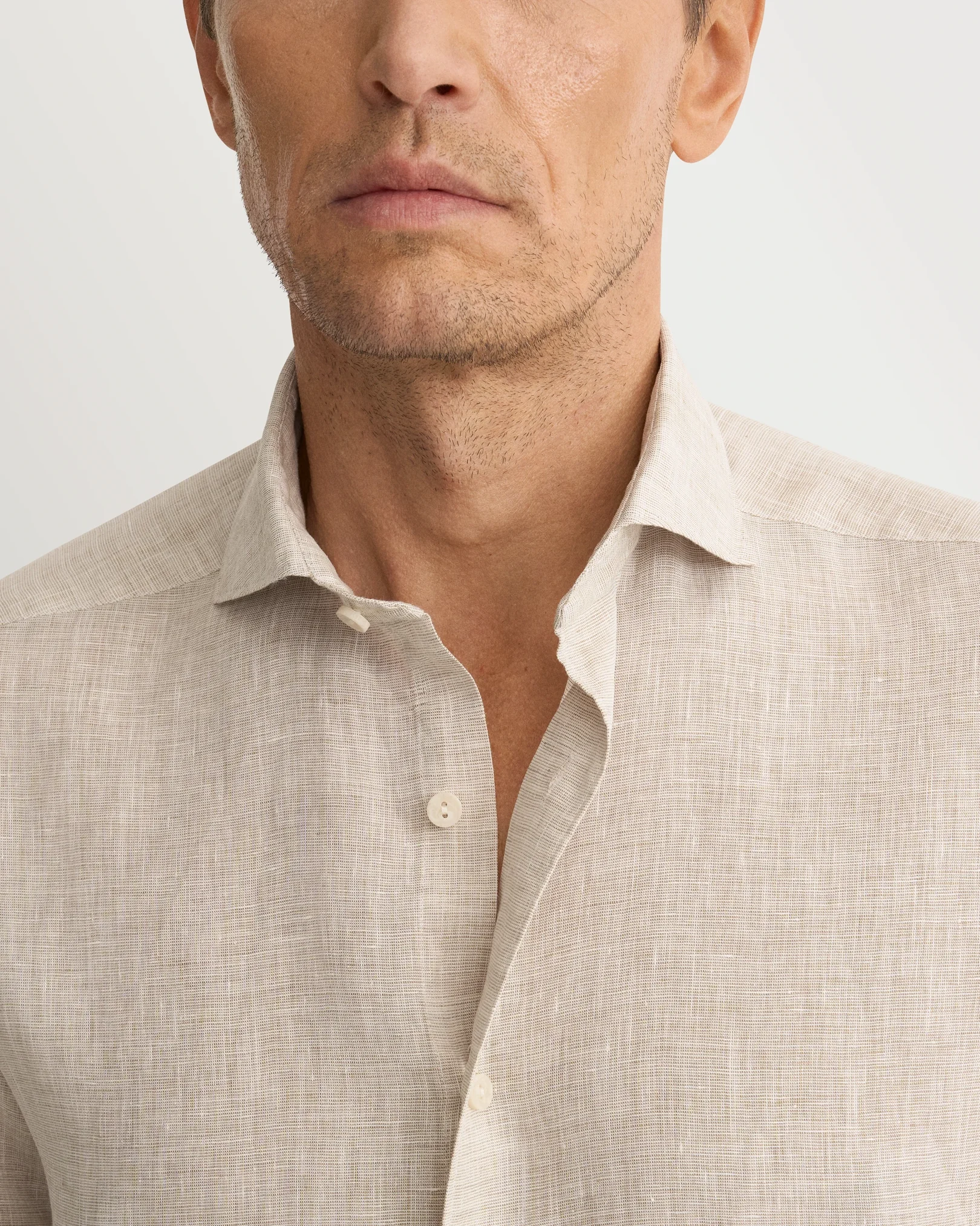 Eton - beige solid linen shirt 261