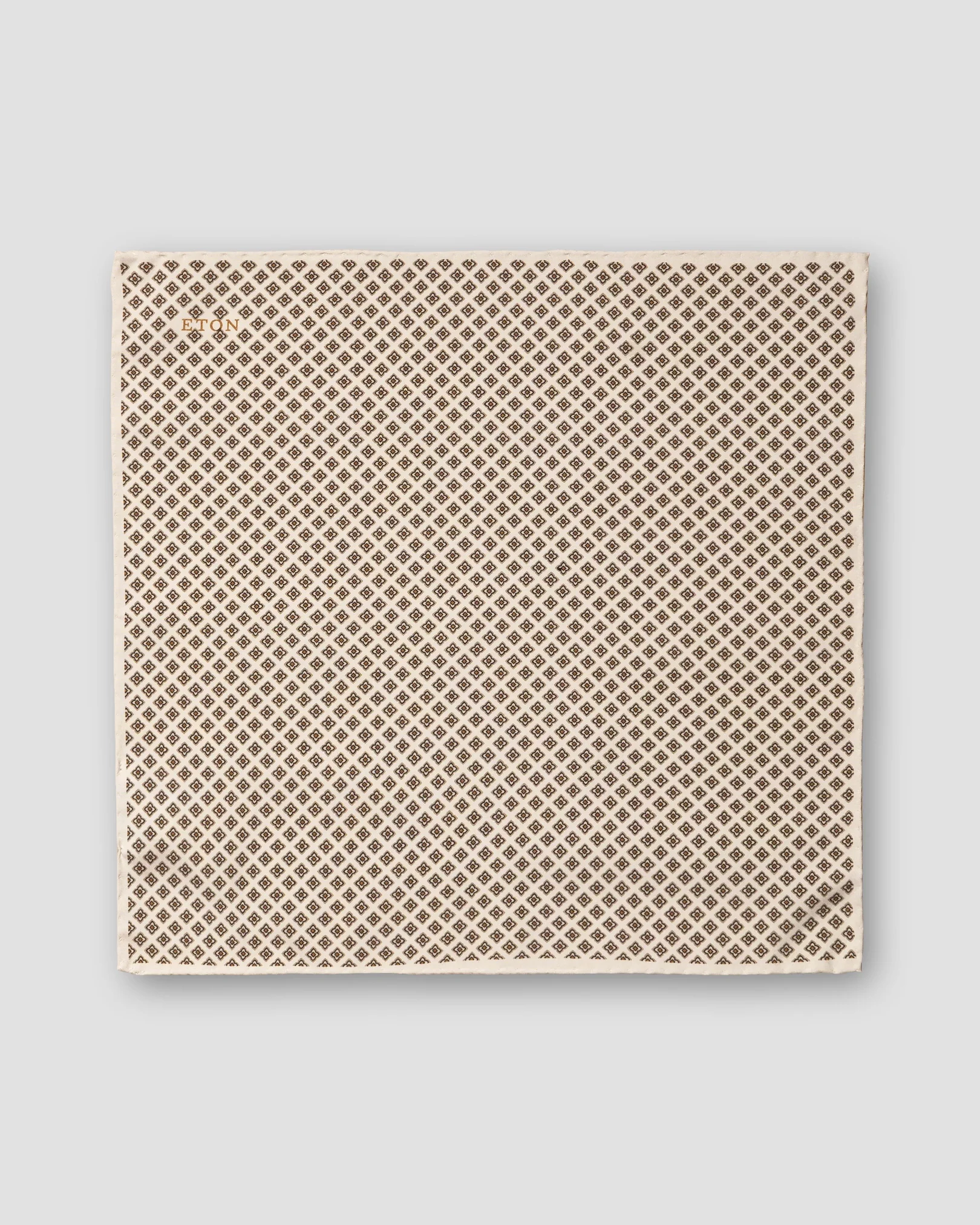 Eton - light brown geometric print fuji silk pocket square