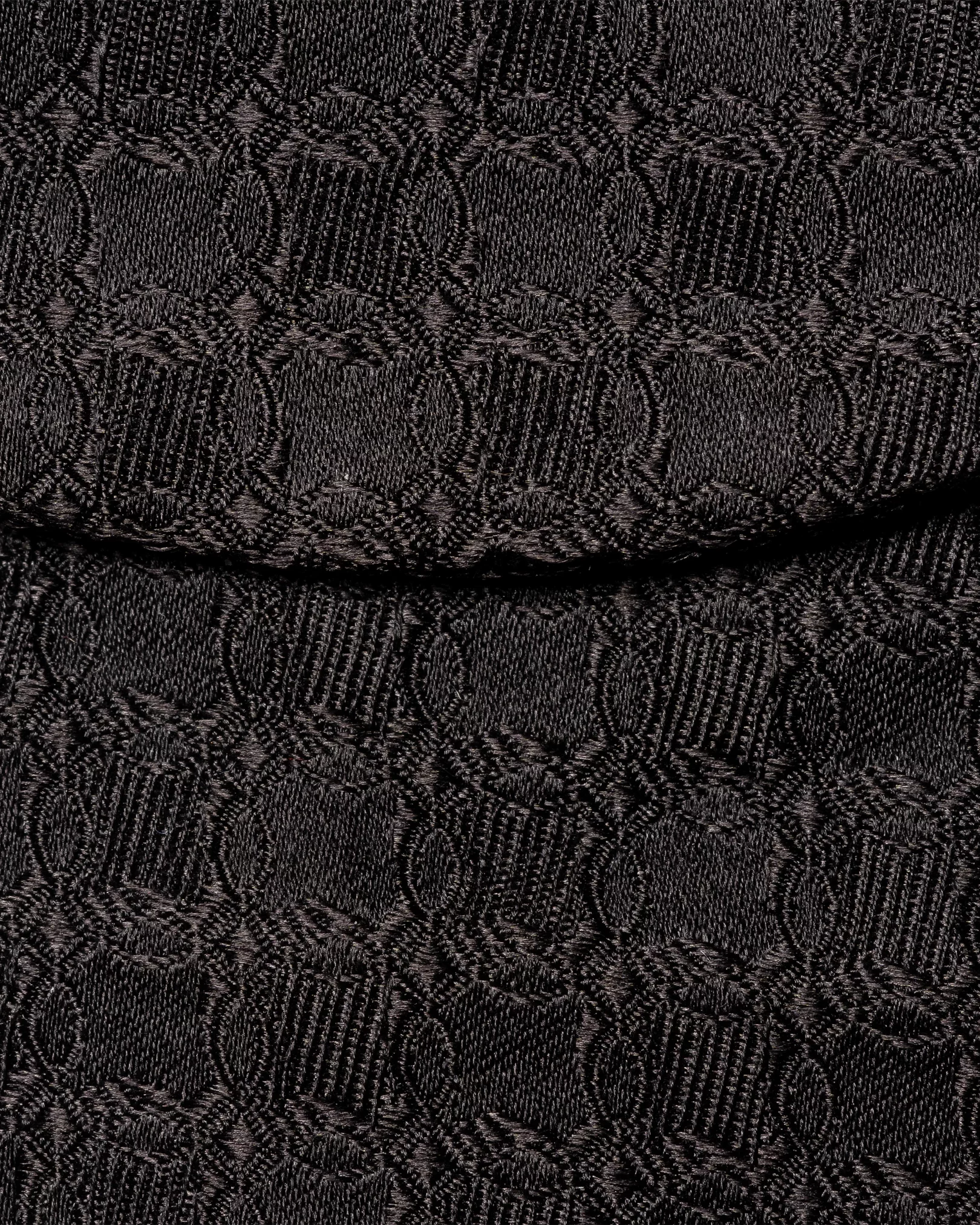 Black Geometric Print Silk Bow Tie - Self Tied