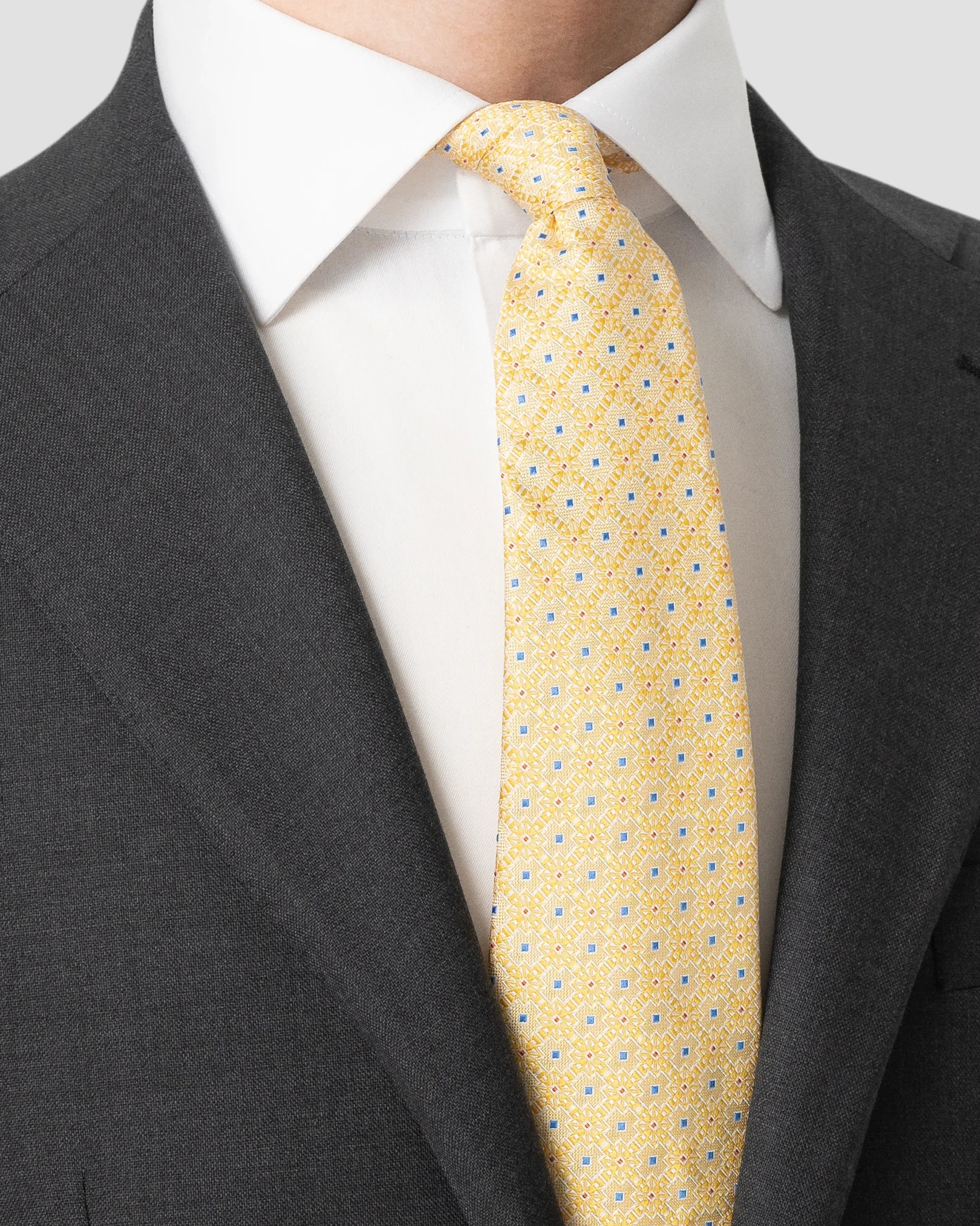 Eton - yellow medallion woven silk tie