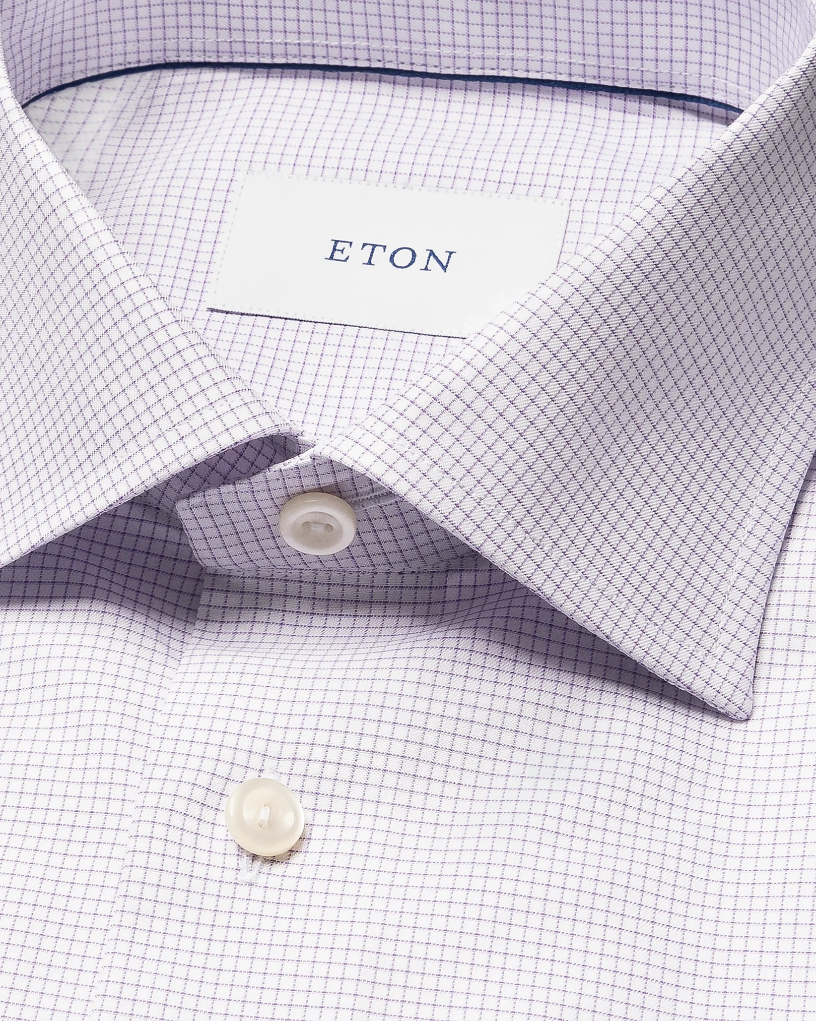 Eton - purple check signature twill shirt 261