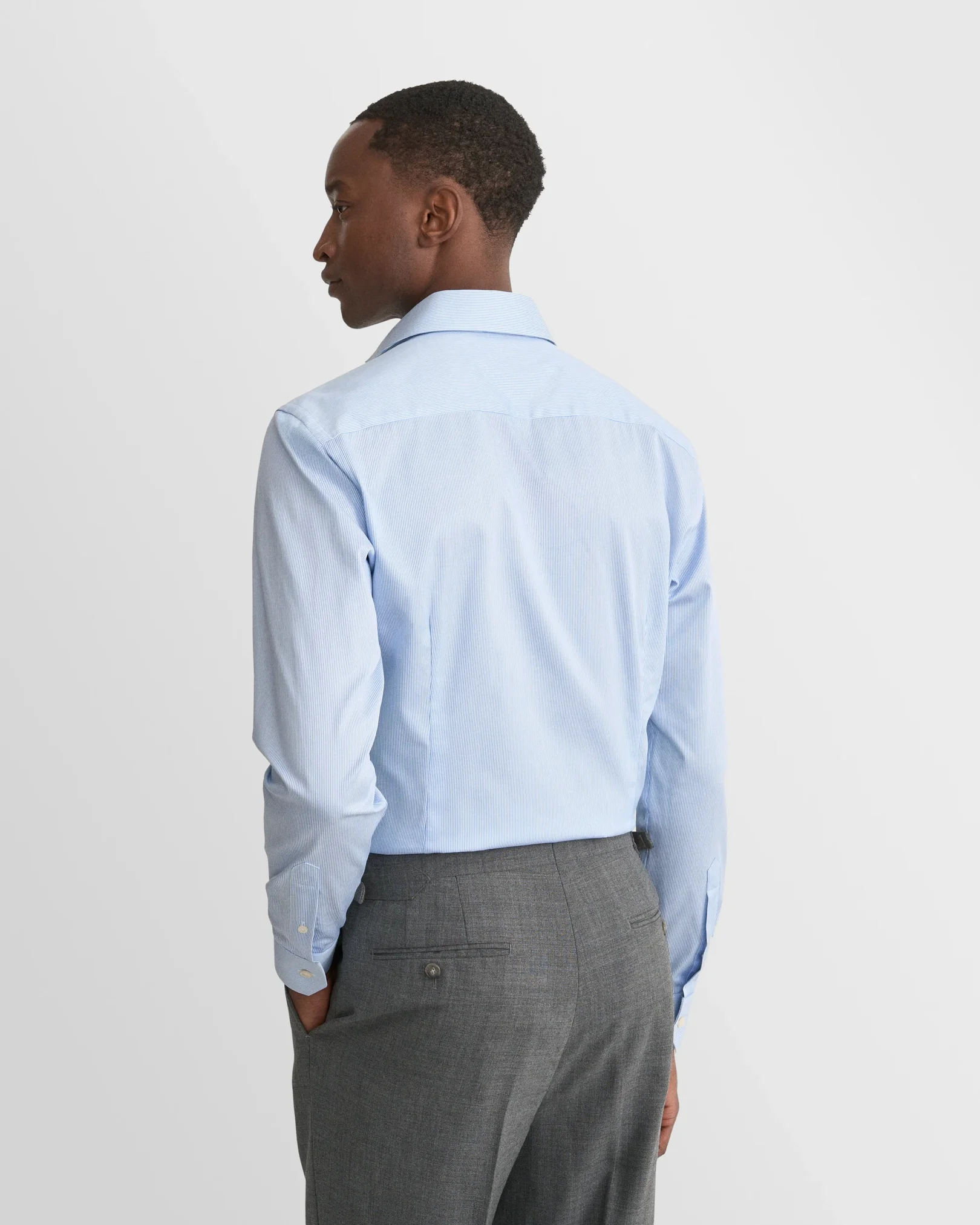 Eton - light blue striped fine twill