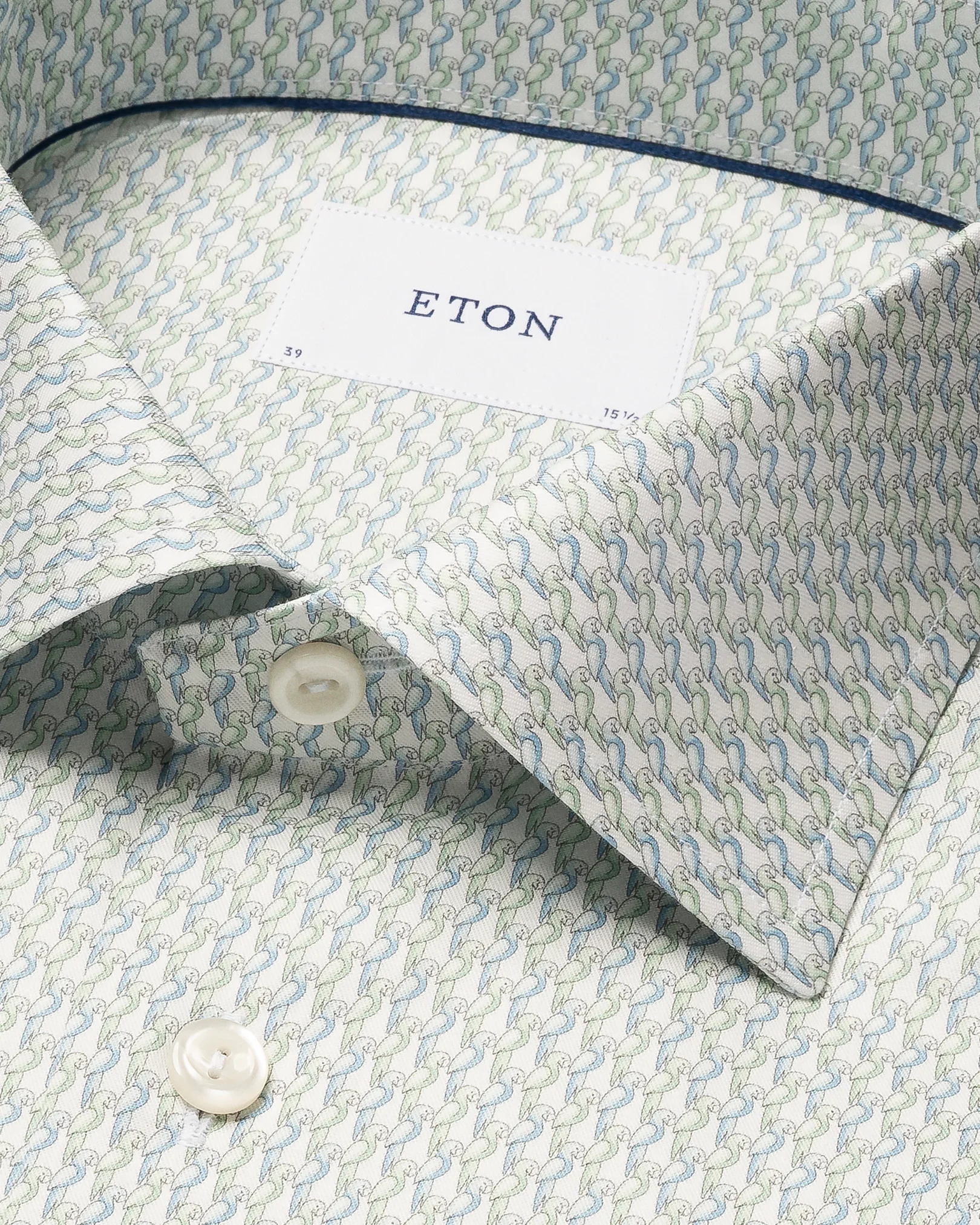Eton - light green parrot print signature twill shirt