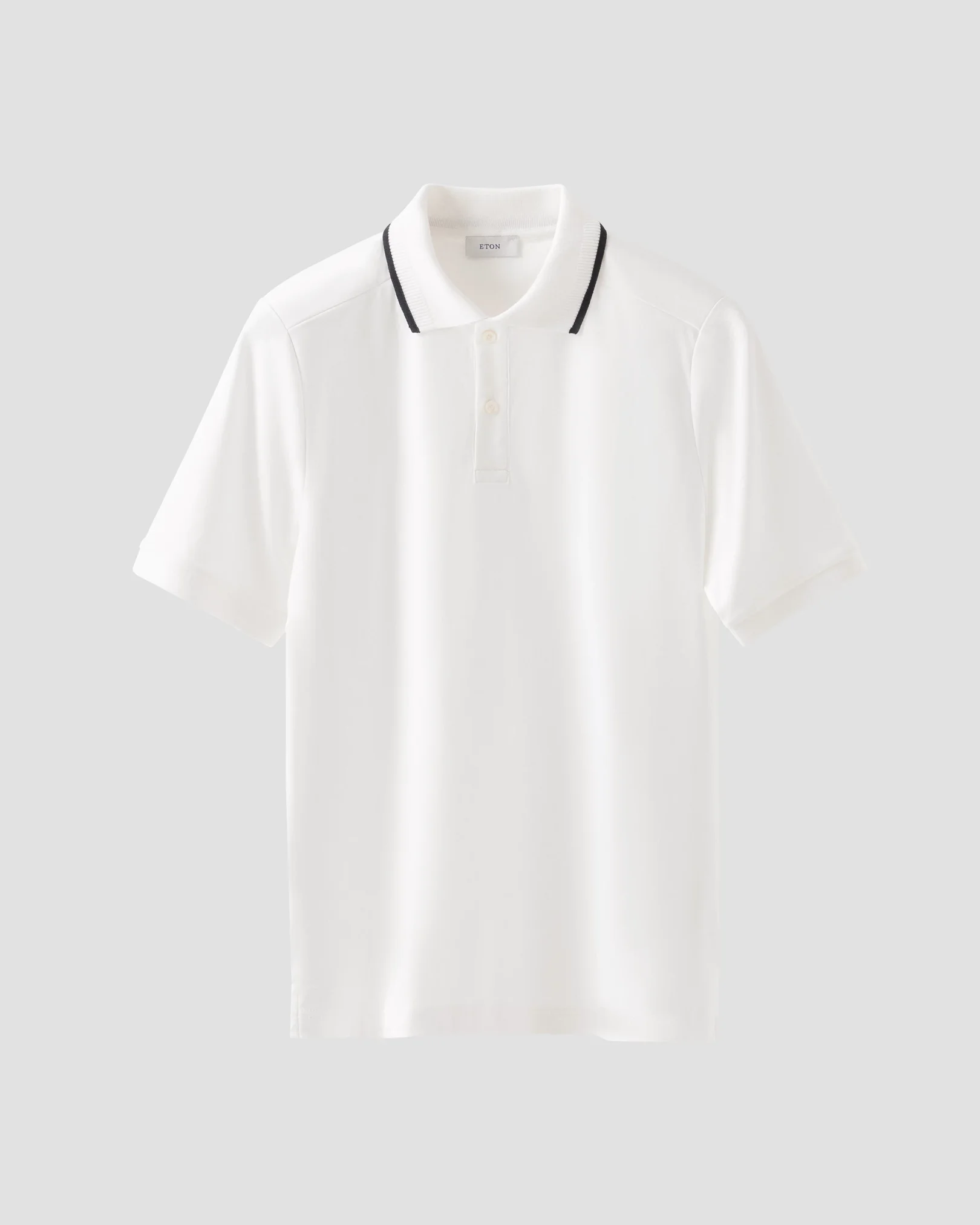 Eton - white cotton interlock polo shirt