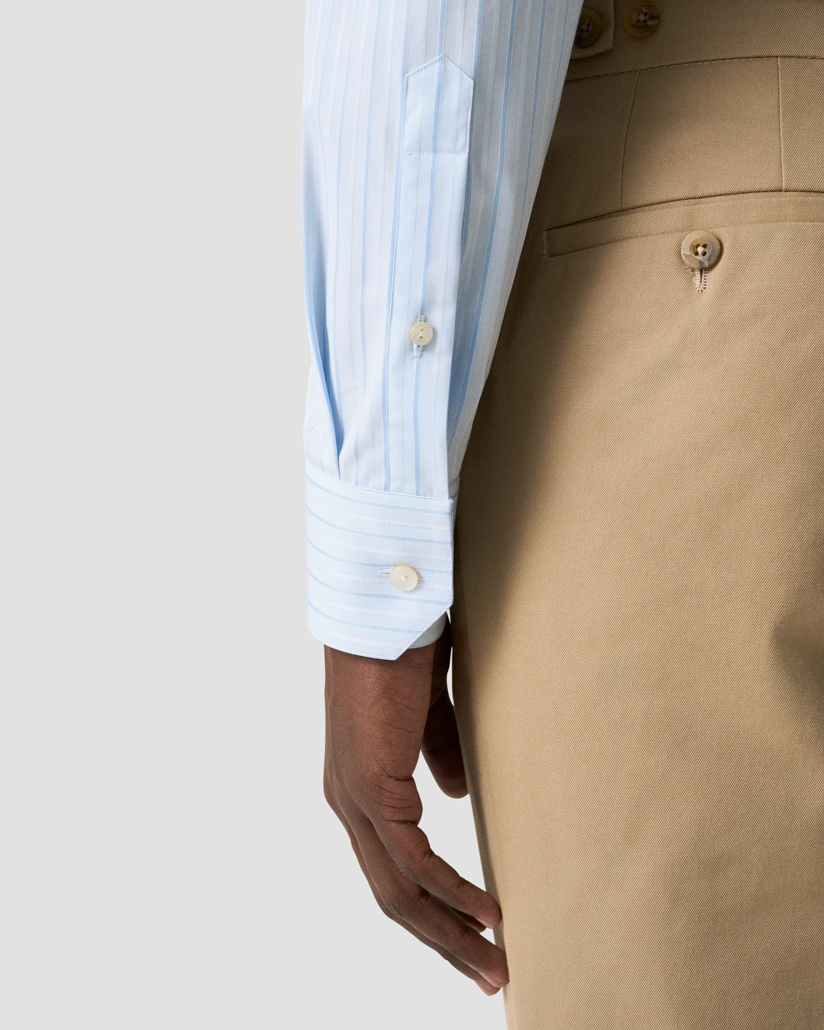 Eton - light blue striped supima 120 pique shirt