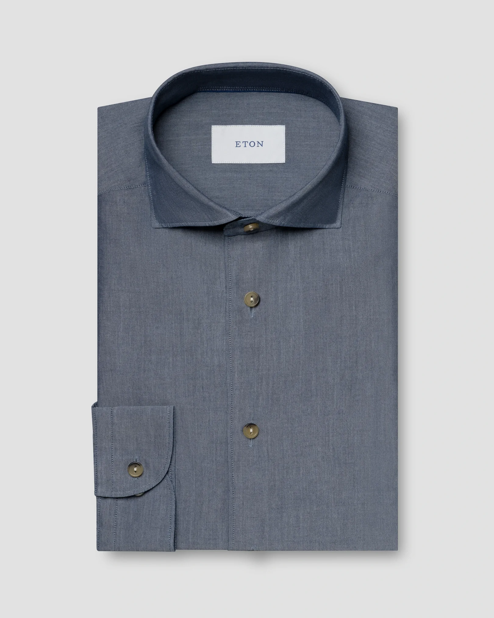 Eton - light blue solid denim shirt