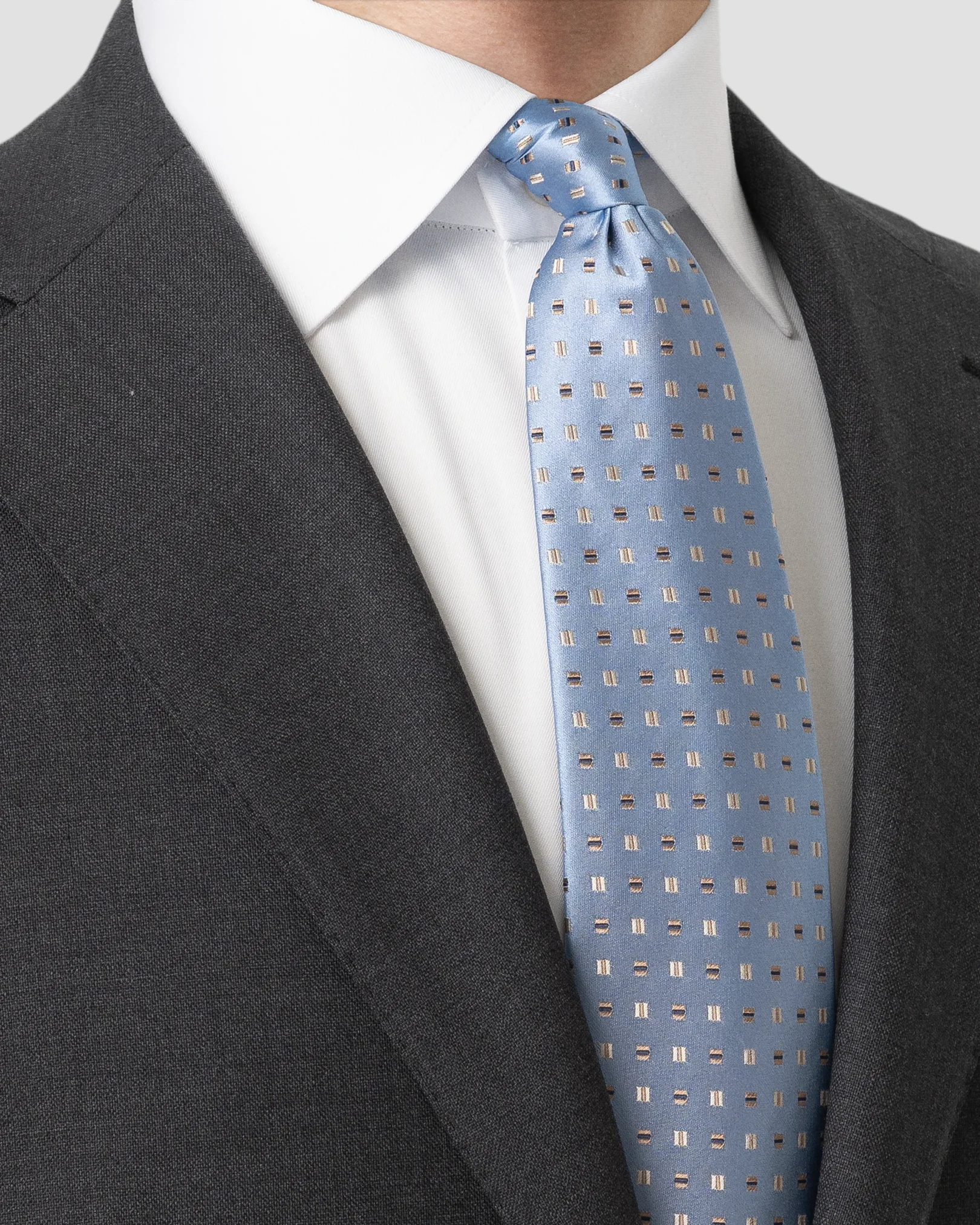 Eton - light blue geometric woven silk tie light 258