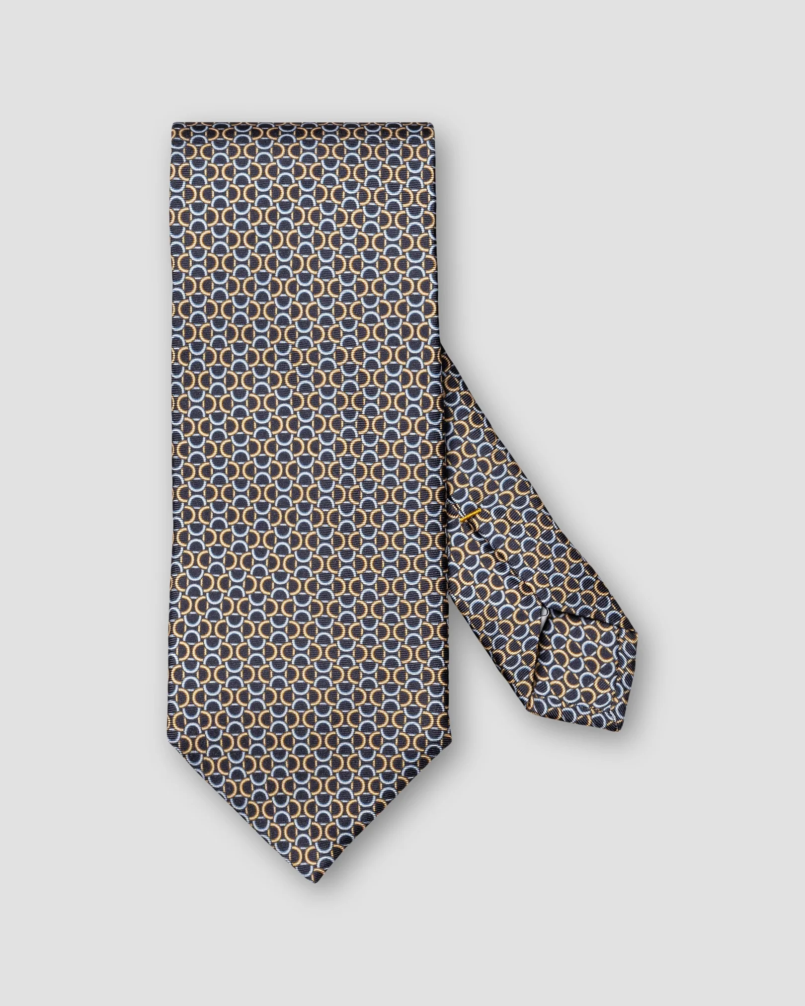 Eton - navy blue geometric printed silk tie