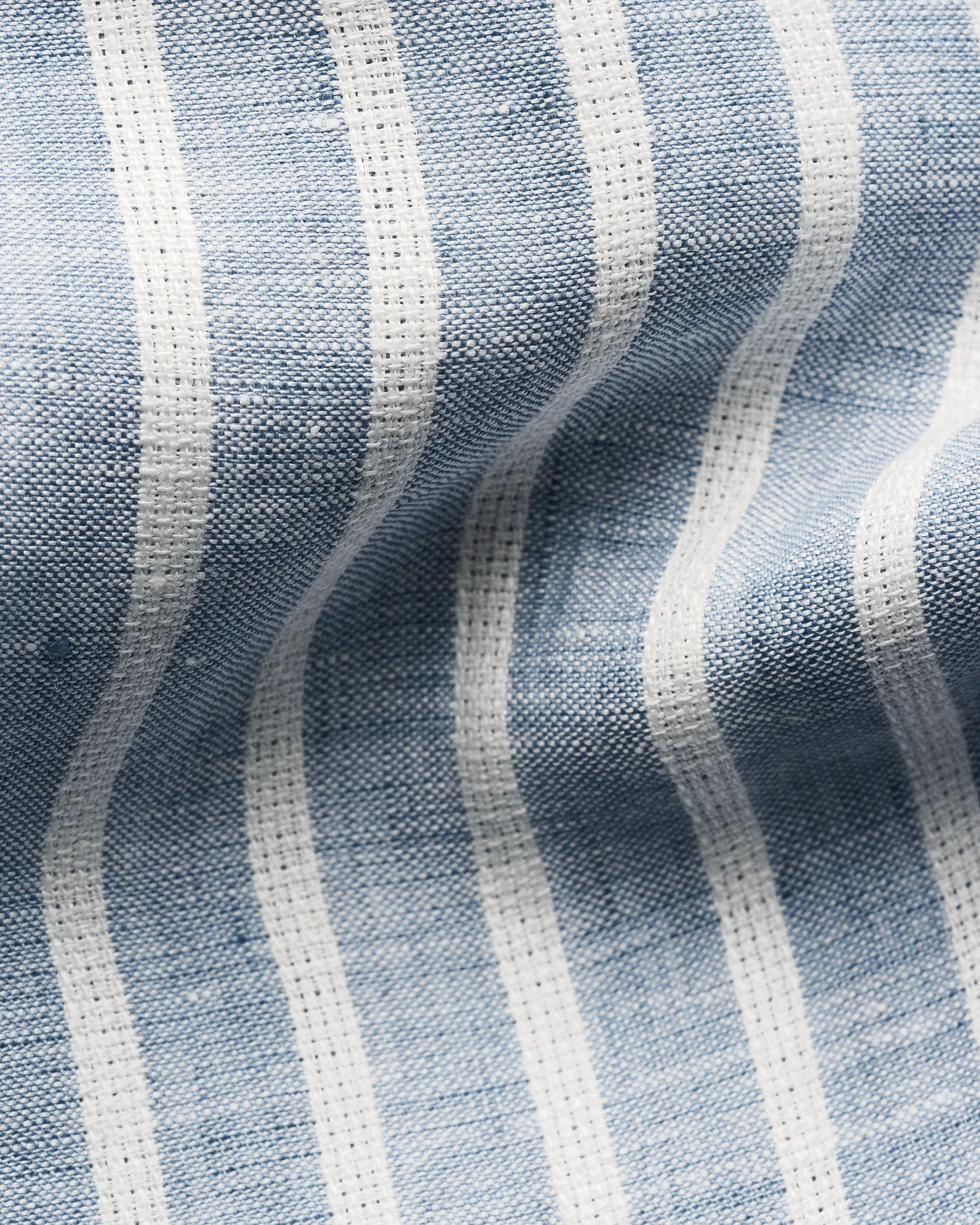 Eton - mid blue structure striped linen shirt