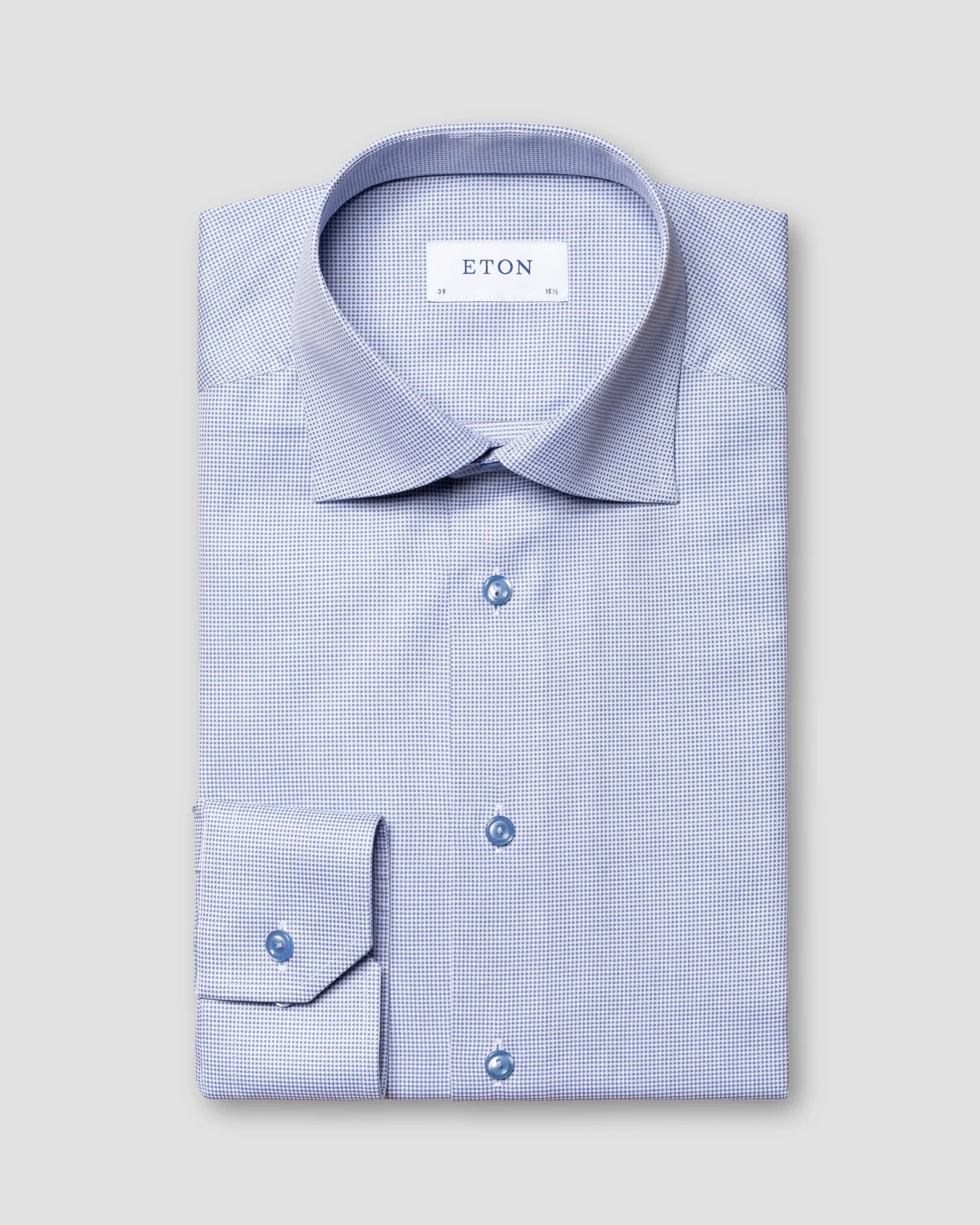 Eton - light blue signature twill semi solid shirt