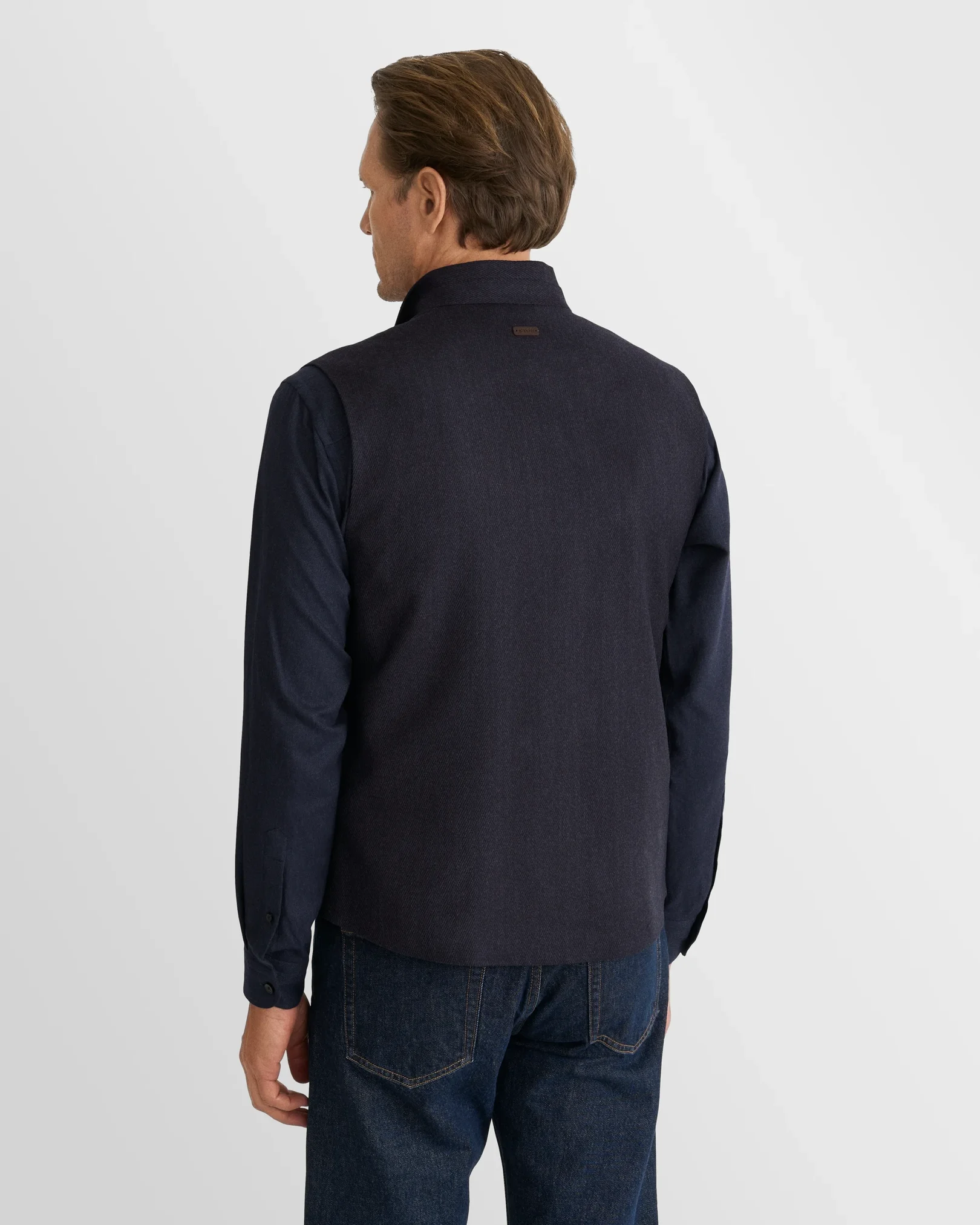 Eton - navy blue wool structure vest