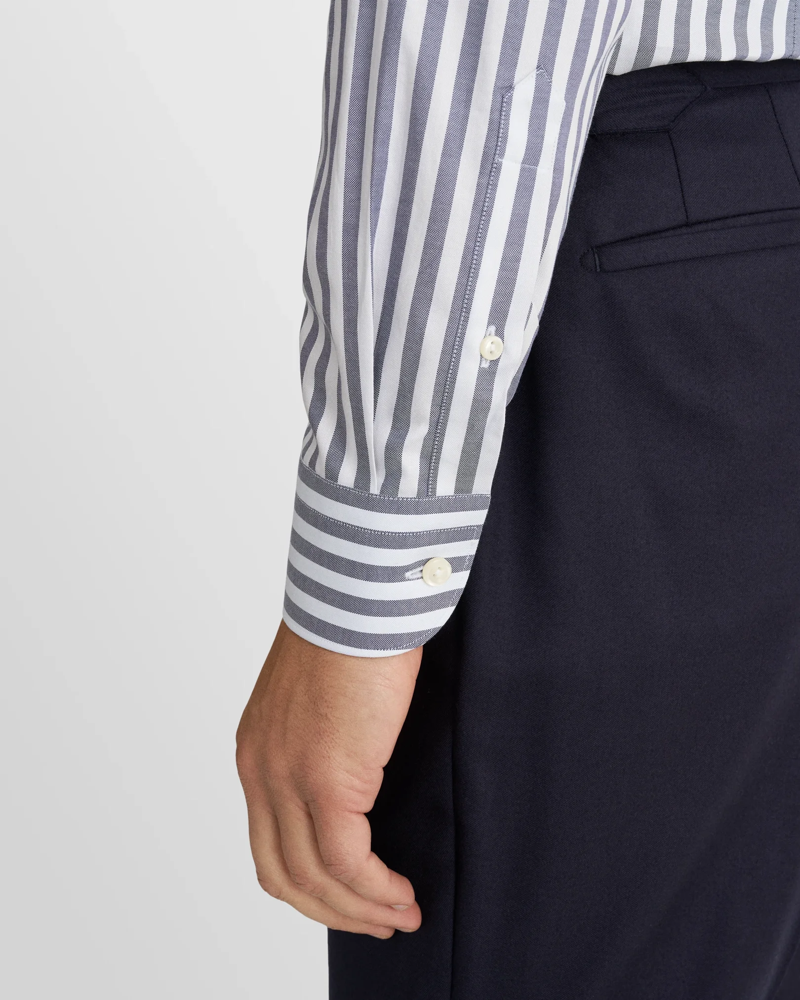 Eton - navy blue bengal striped signature oxford shirt