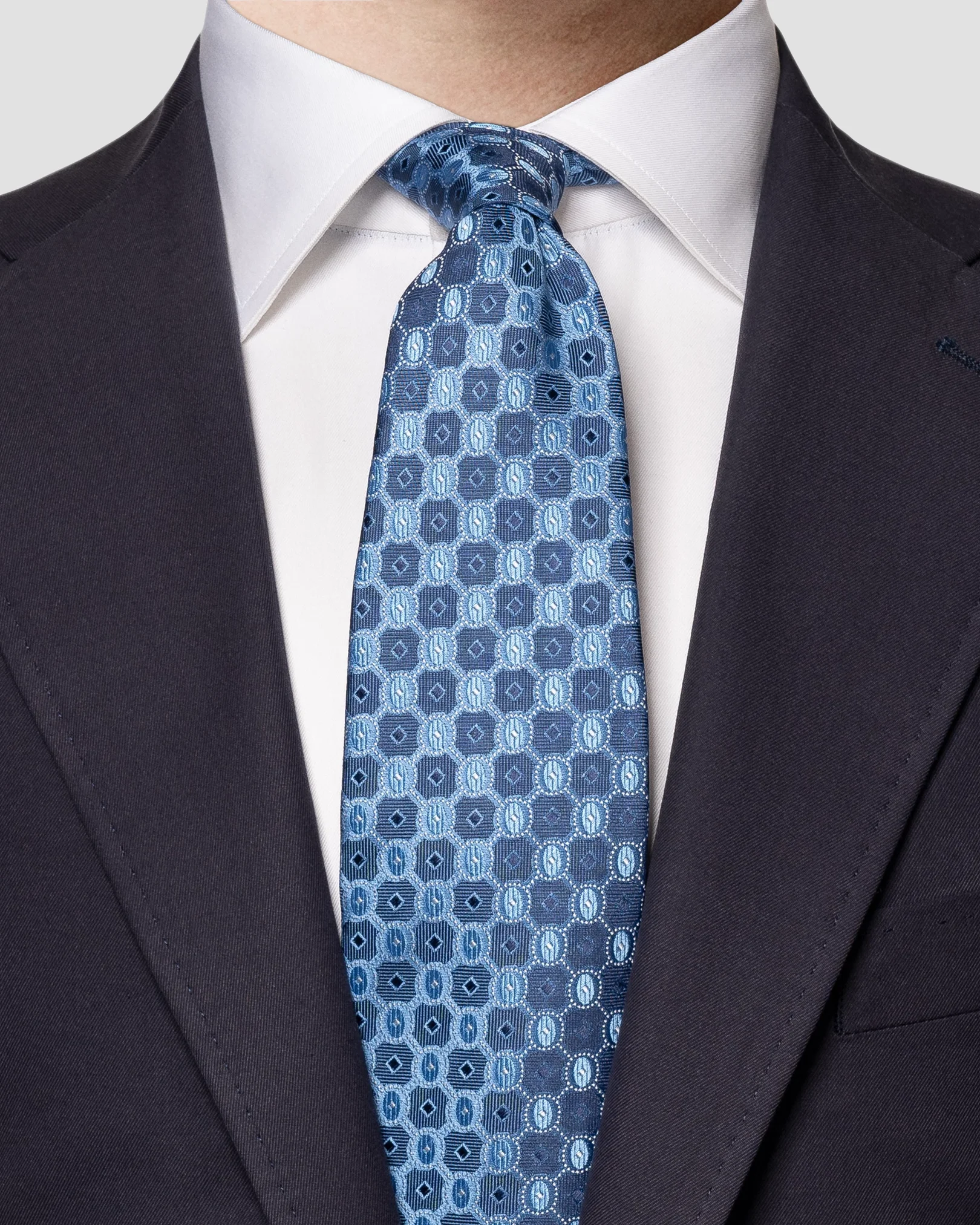 Midnight blue and amaranth silk tie