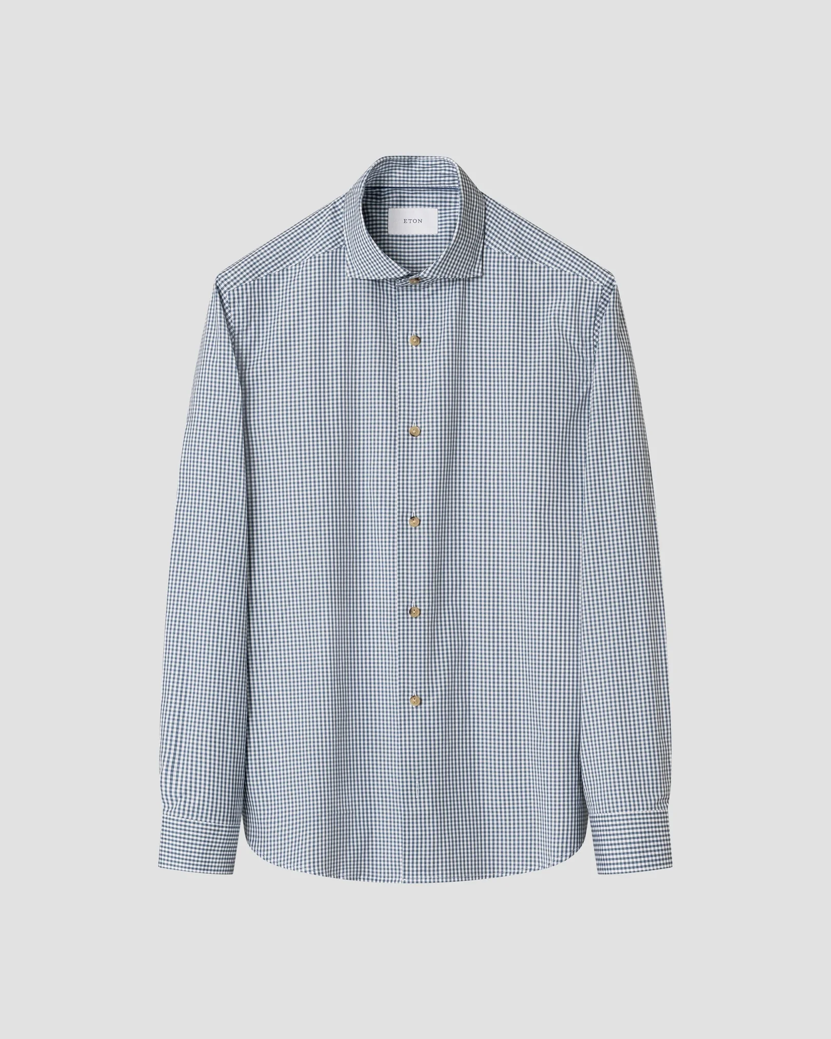Eton - dark blue check lighweight poplin shirt