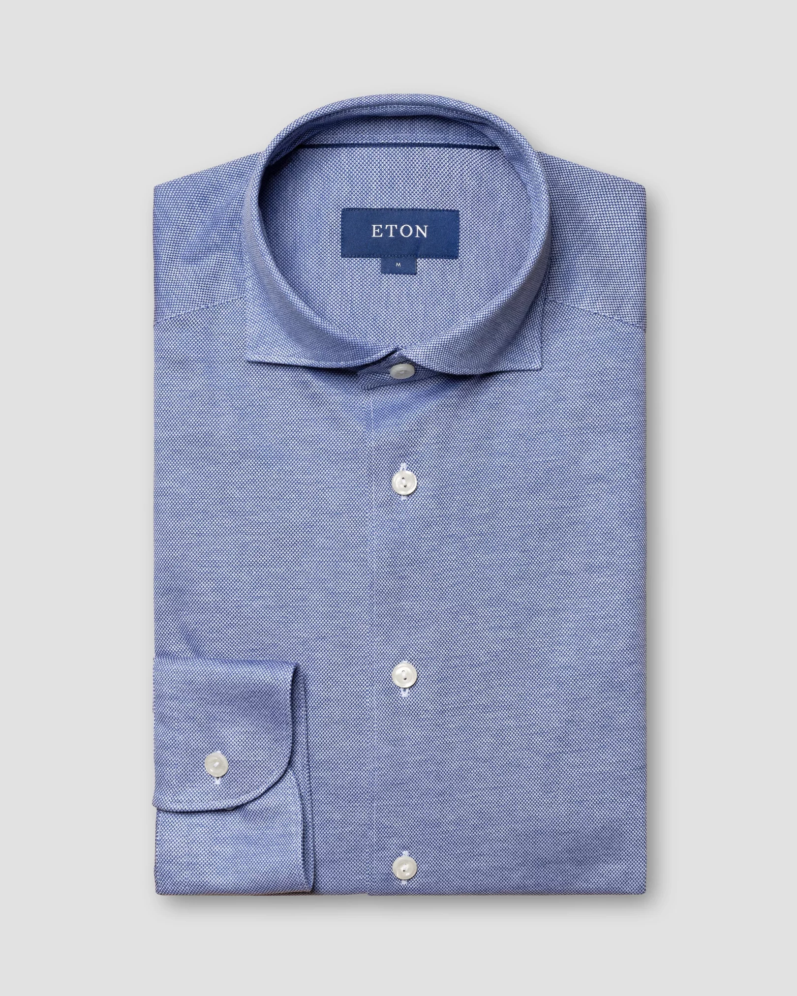 Mid Blue Oxford Piqué Shirt - Eton