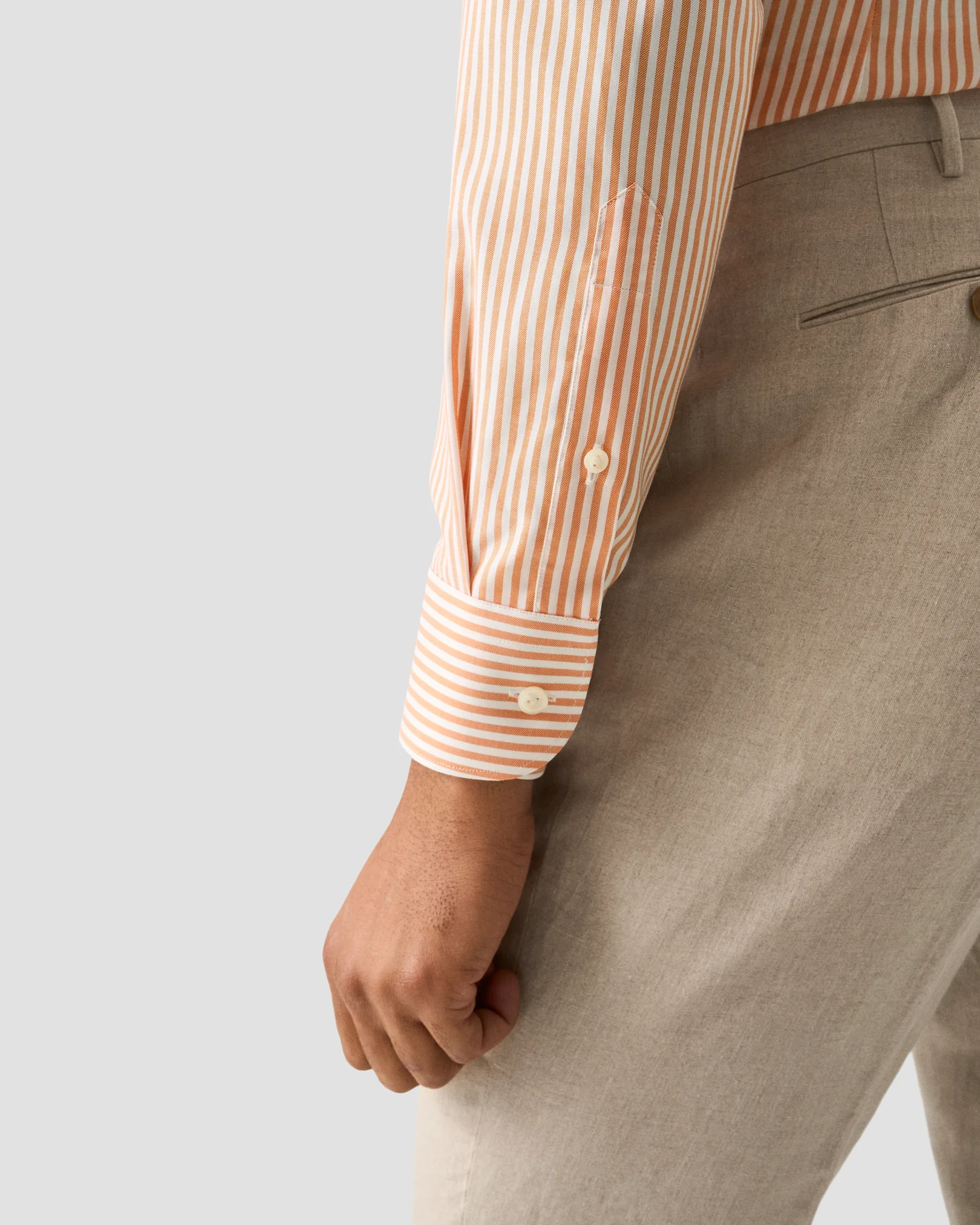 Eton - orange striped signature oxford shirt