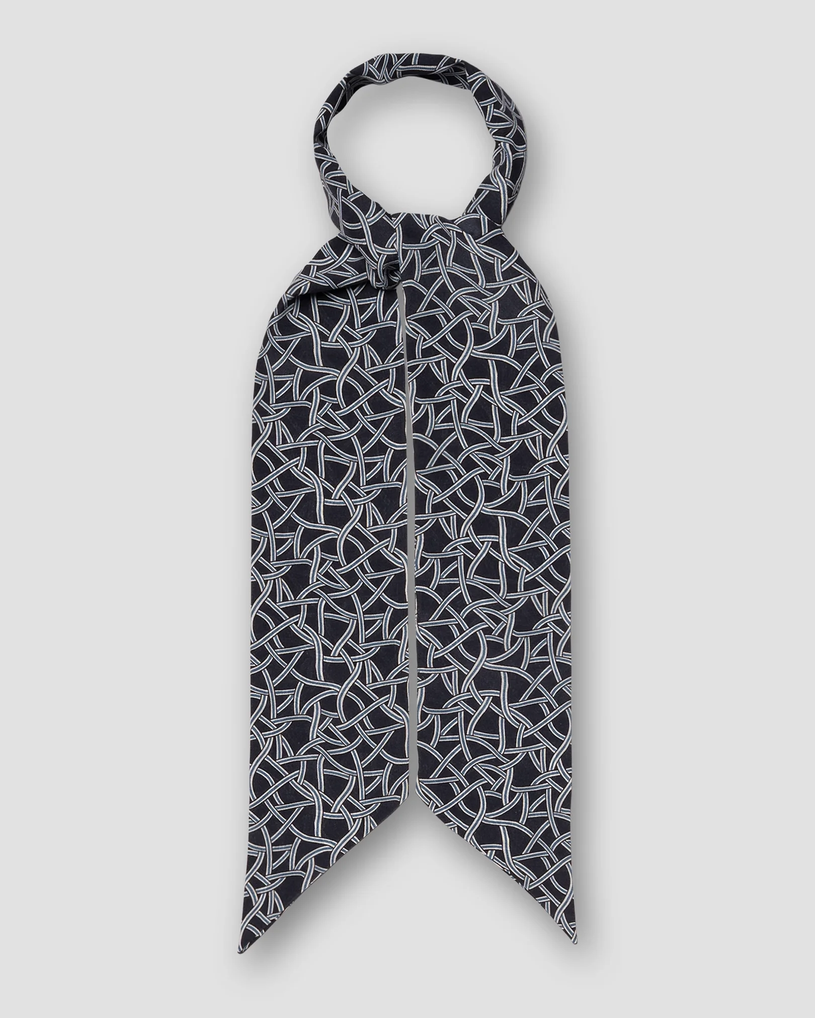 Eton - navy blue geometric printed crepe silk tie scarf