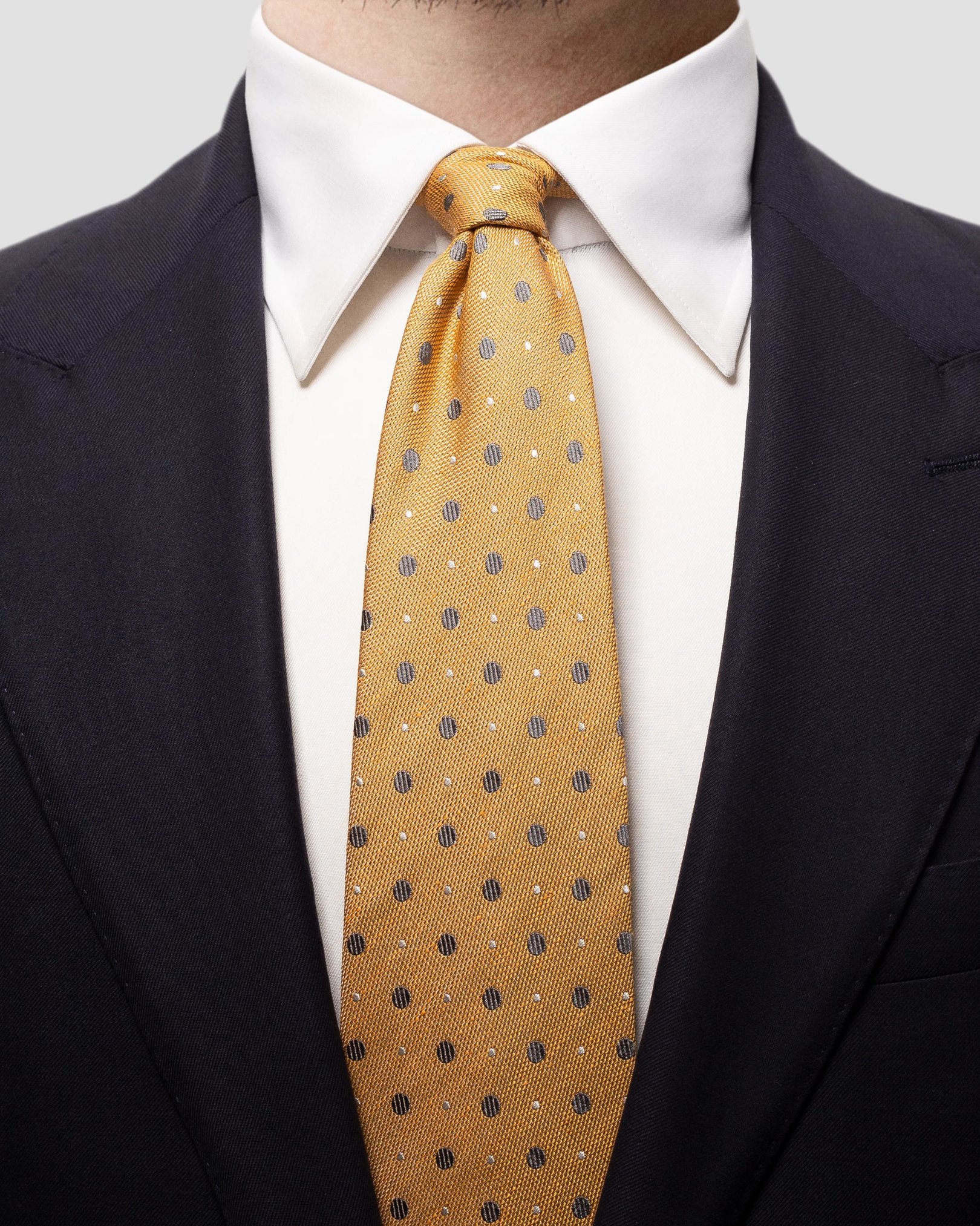 Eton - yellow dotted silk cotton tie