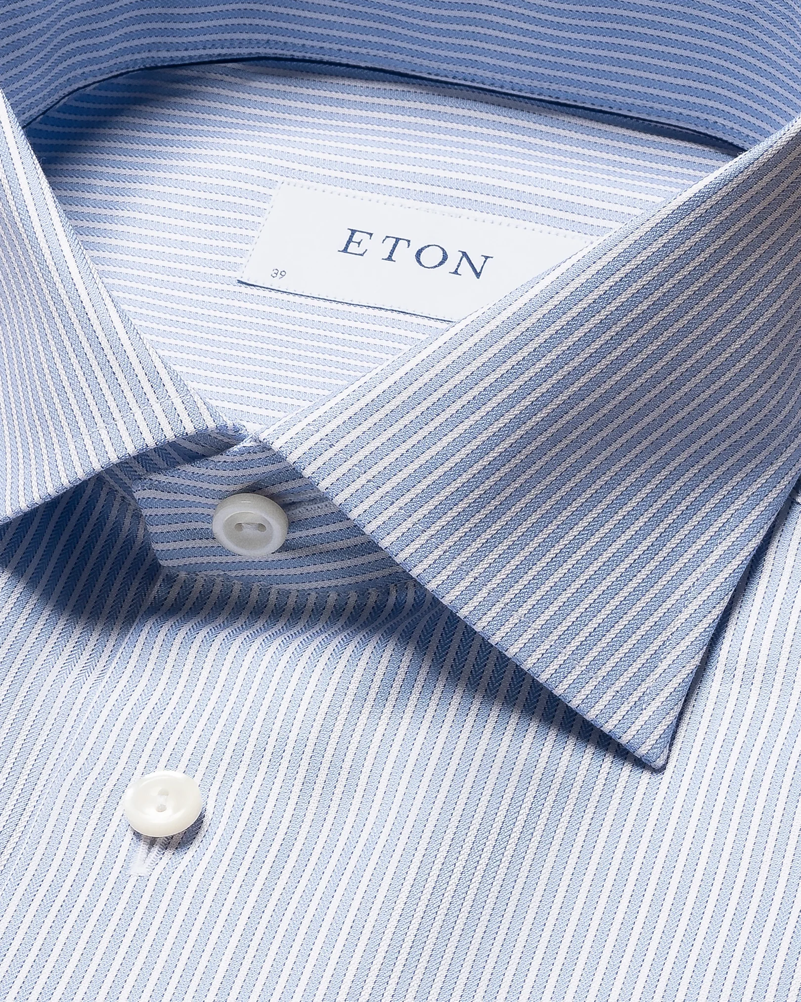 Eton - light blue fine striped twill shirt