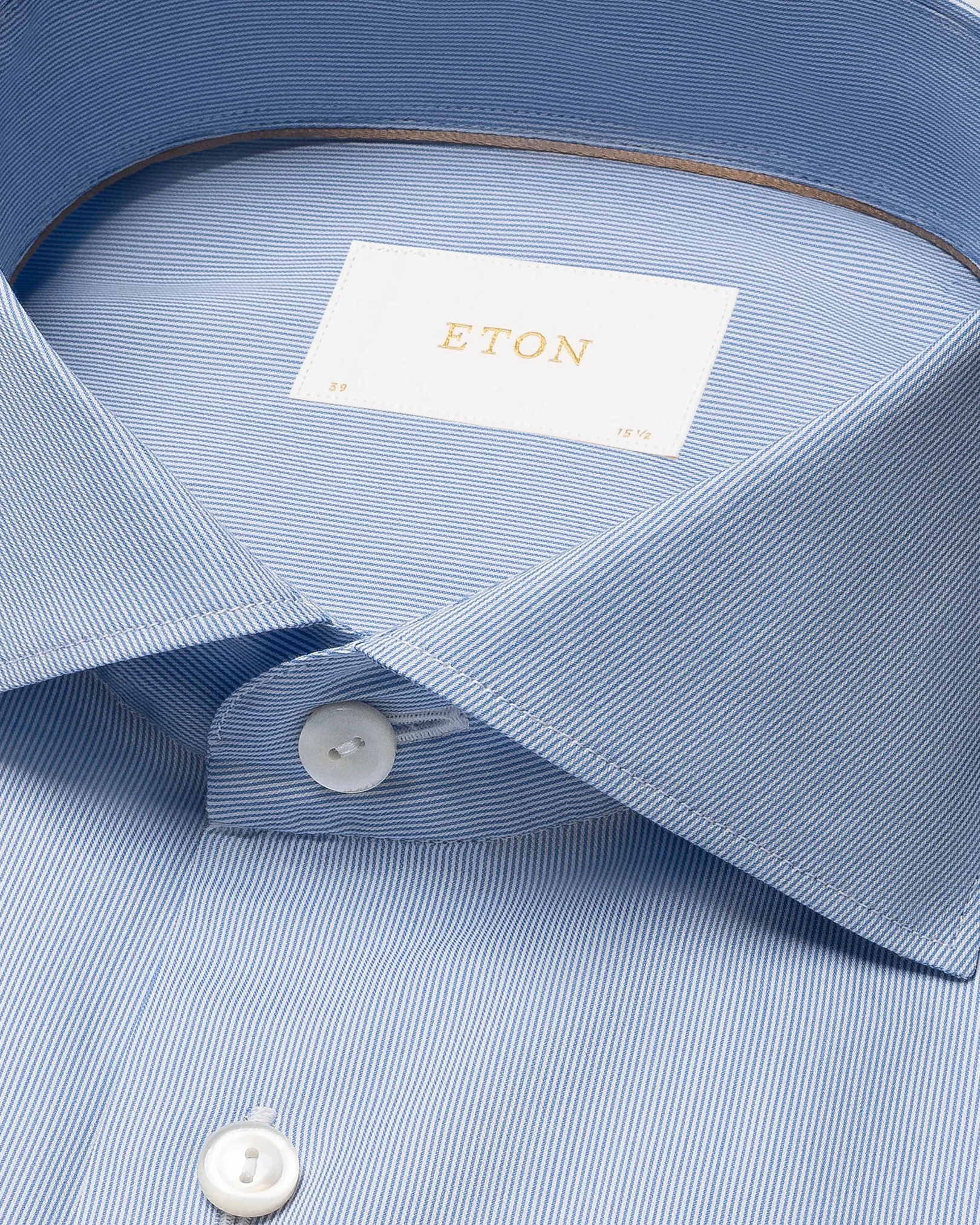 Eton - light blue cotton and silk fine stripe shirt