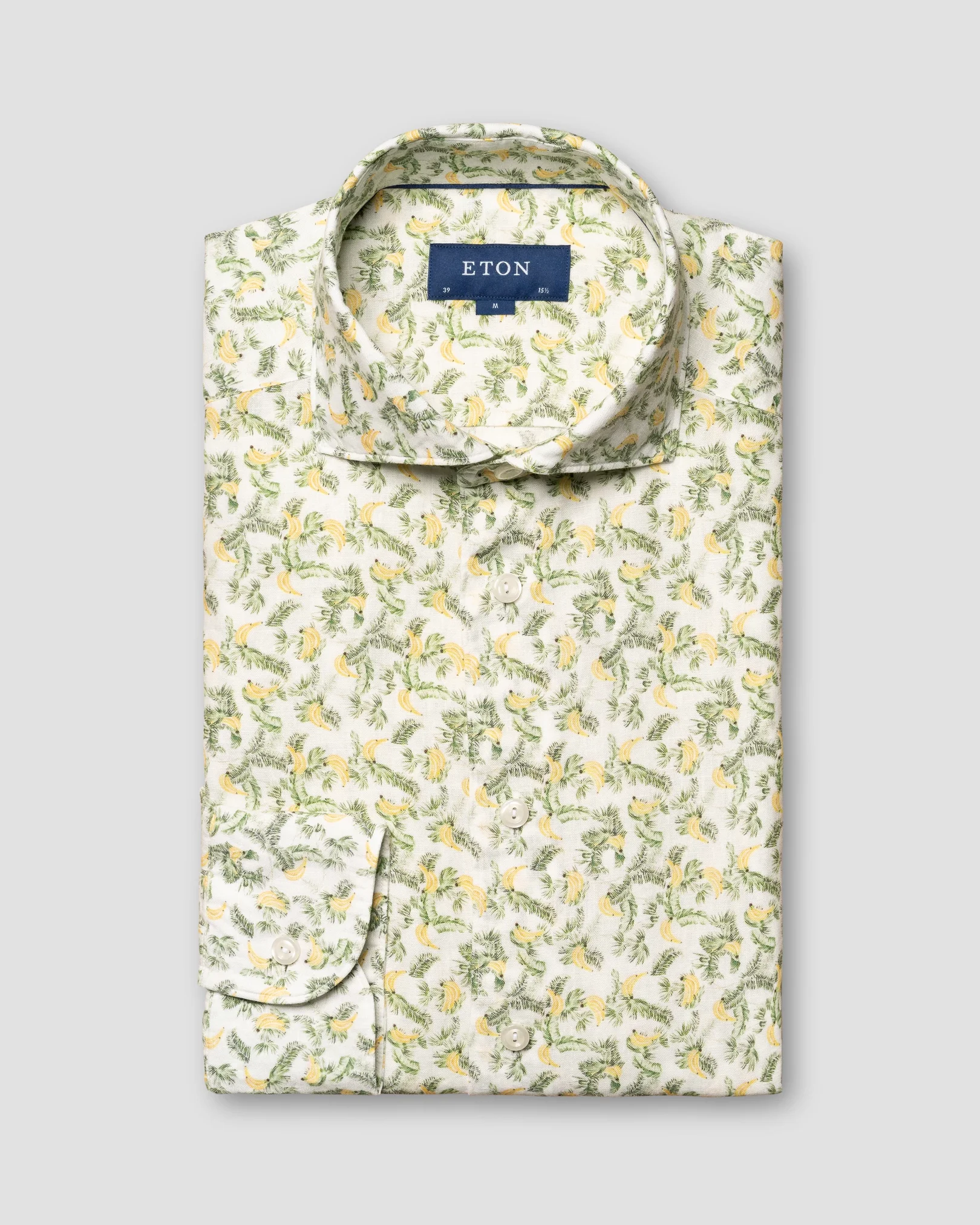 Green Banana Print Linen Shirt - Eton