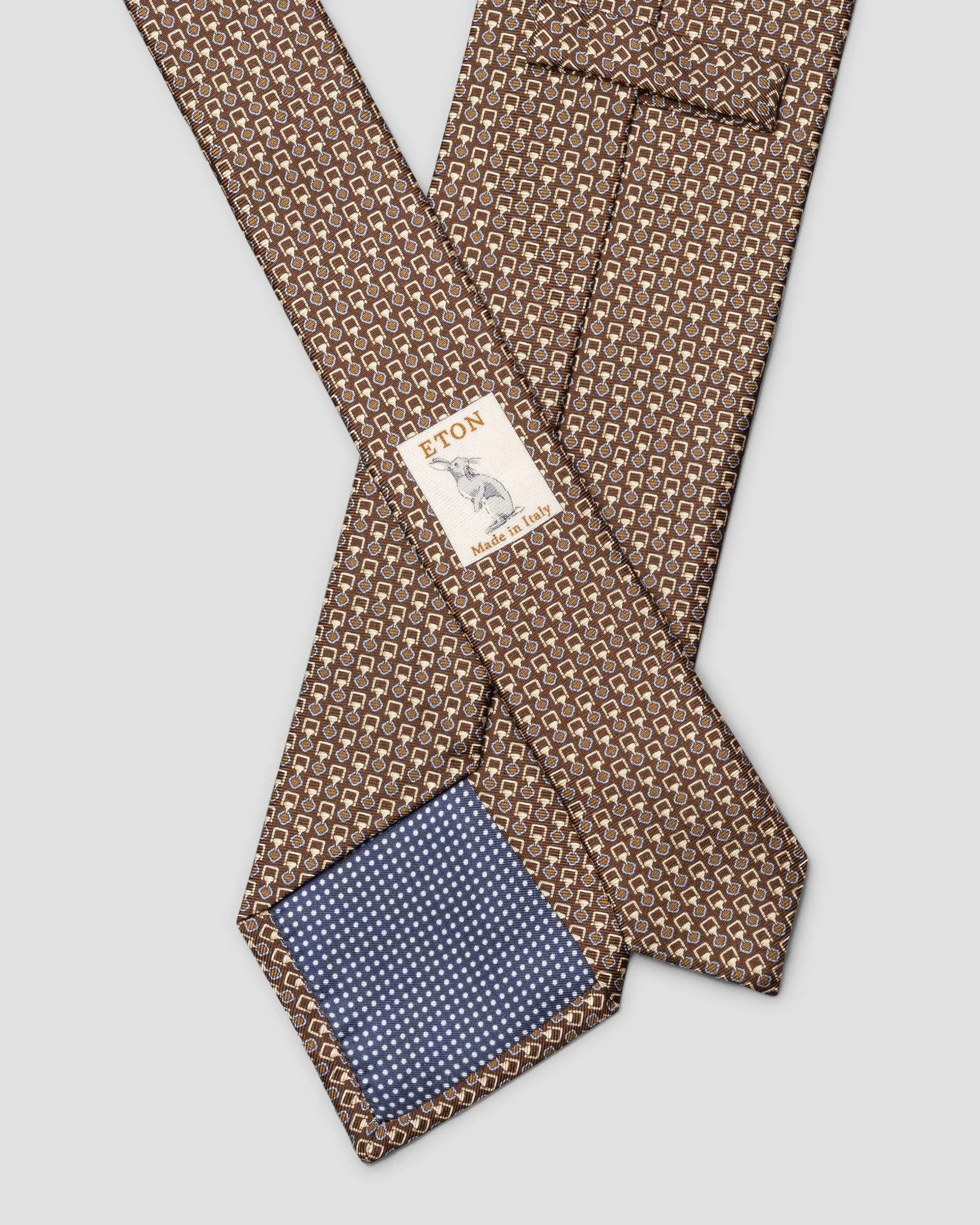 Eton - geometric print silk tie dark brown geometric print silk tie