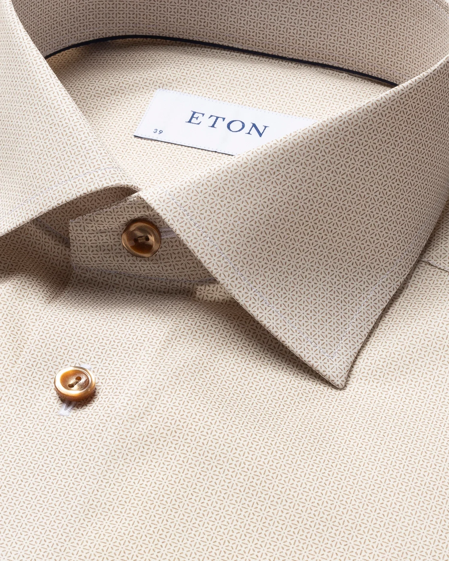 Eton - light brown micro pattern fine twill shirt