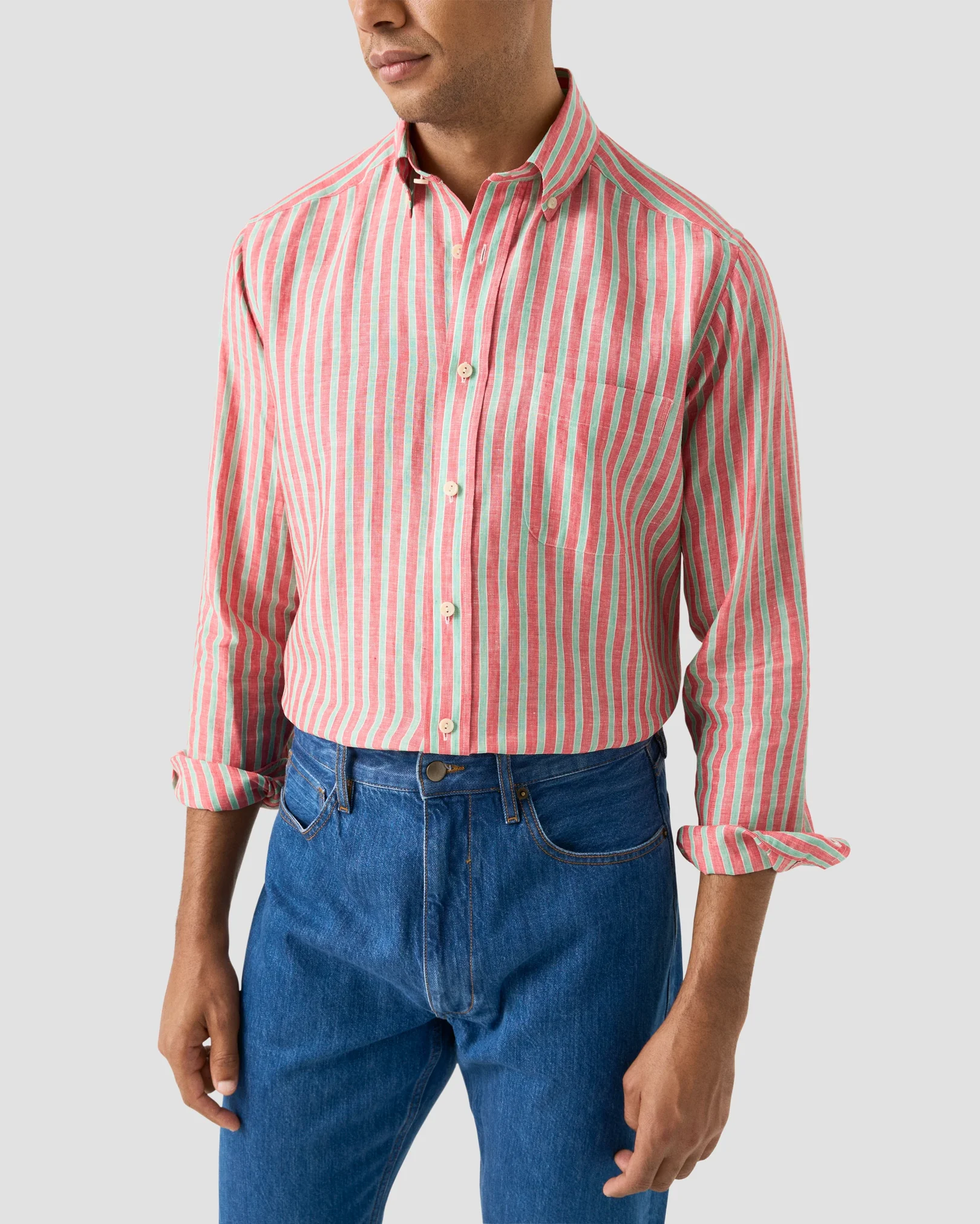 Eton - multi striped linen shirt