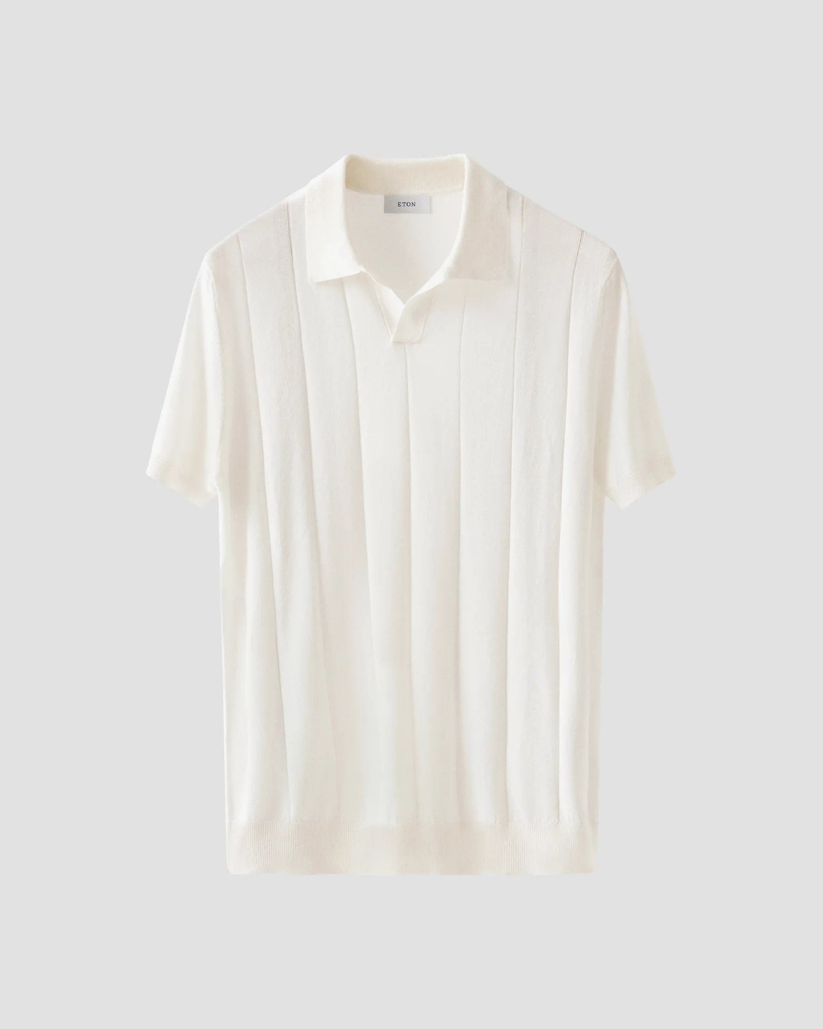 Eton - Cotton & Silk Open Collar Fine Knit Polo Shirt