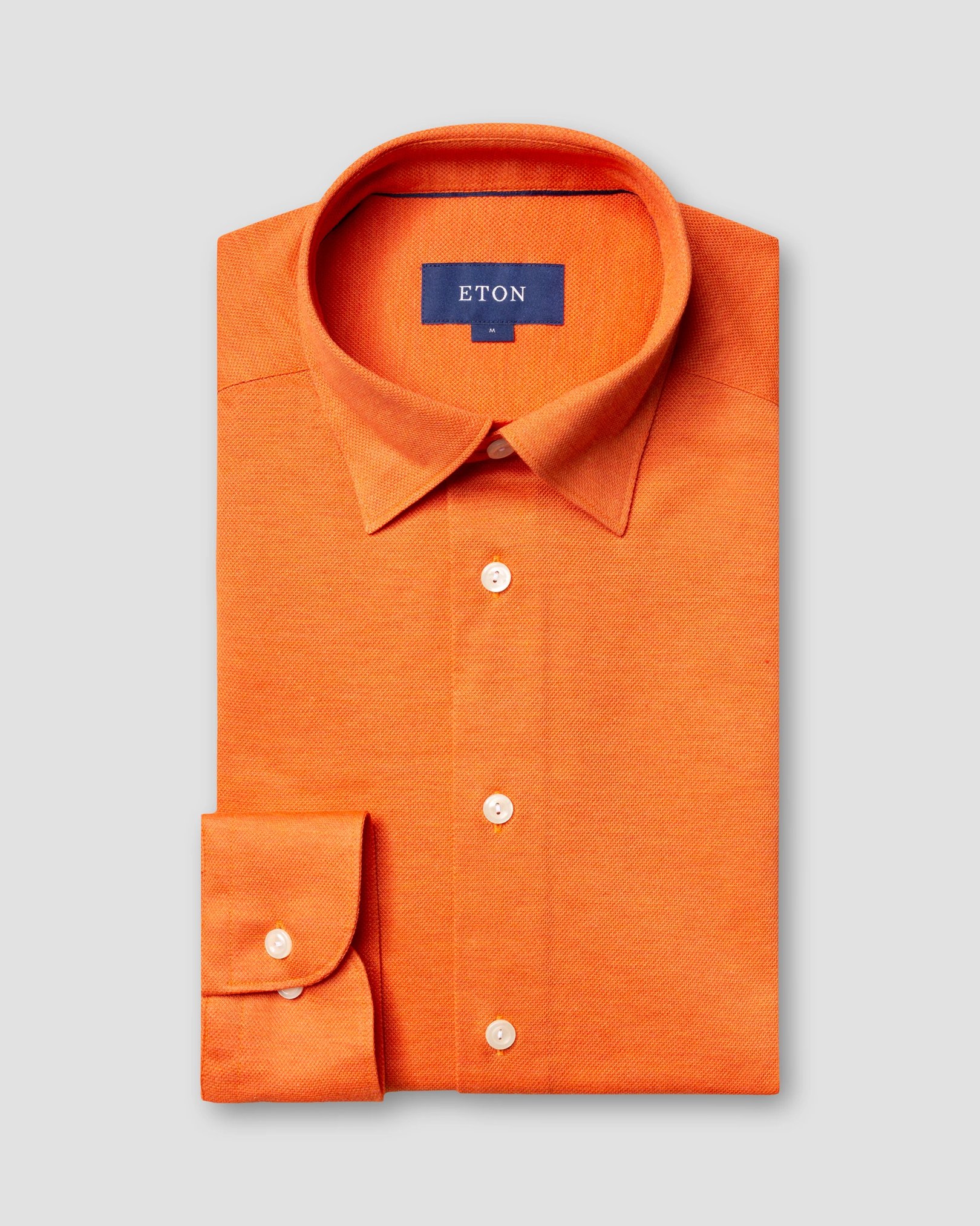 Eton - orange pique shirt long sleeved