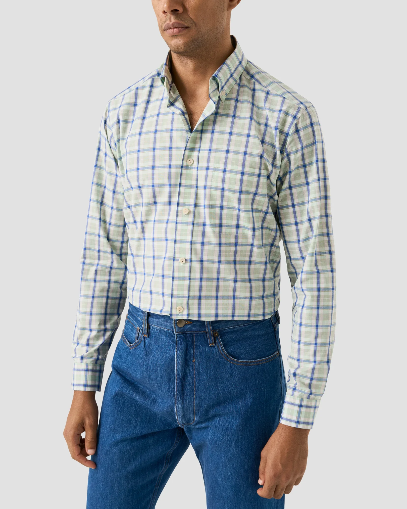 Eton - plaid lightweight poplin shirt