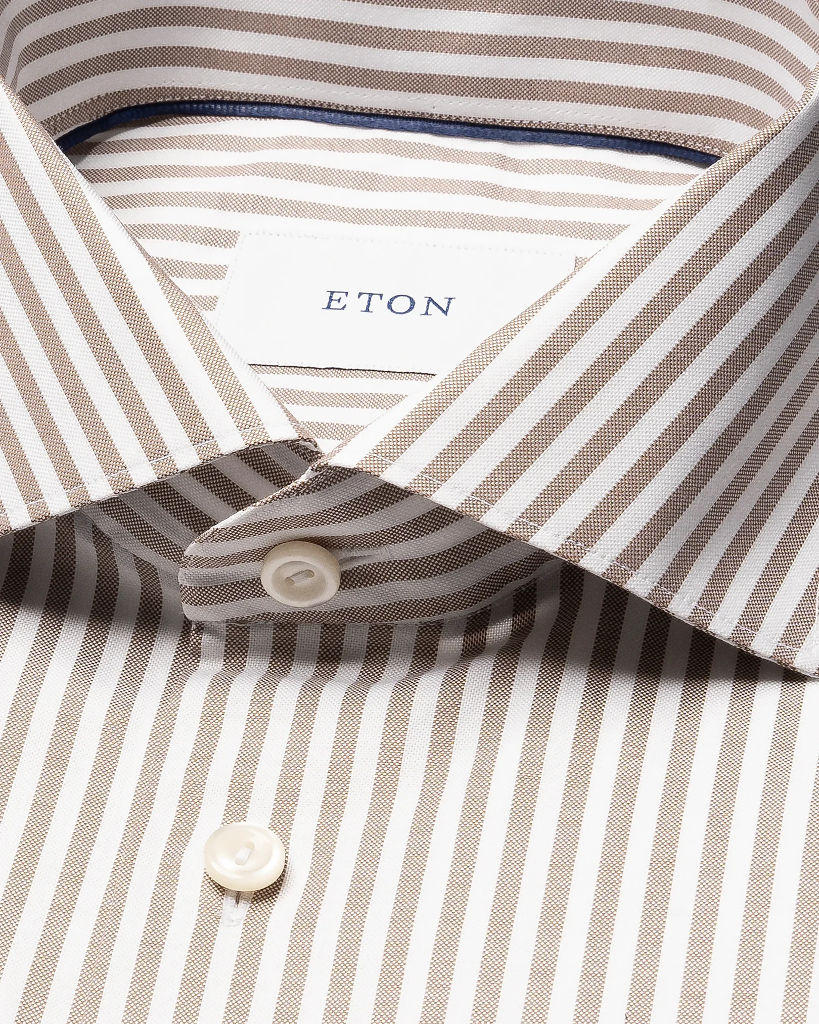 Eton - beige striped signature oxford shirt wide spread rounded