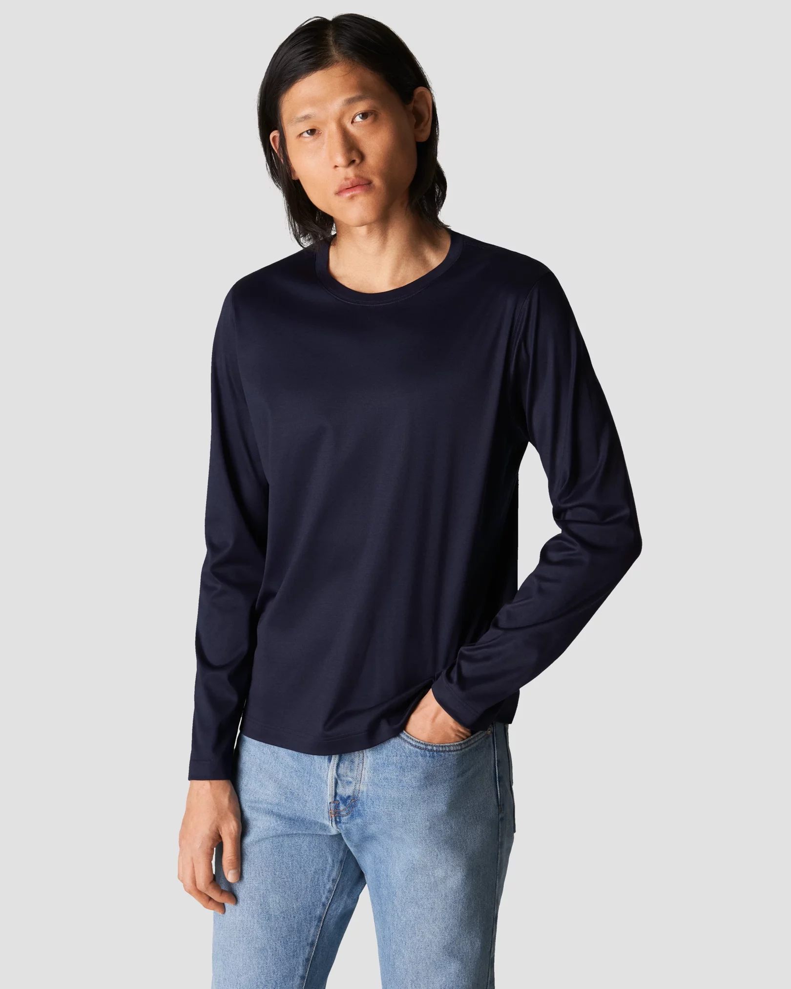 Eton - navy blue jersey t shirt long sleeve