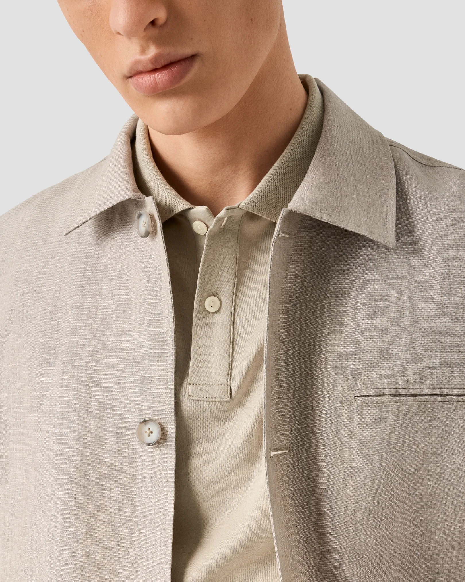 Eton - beige cotton interlock polo shirt