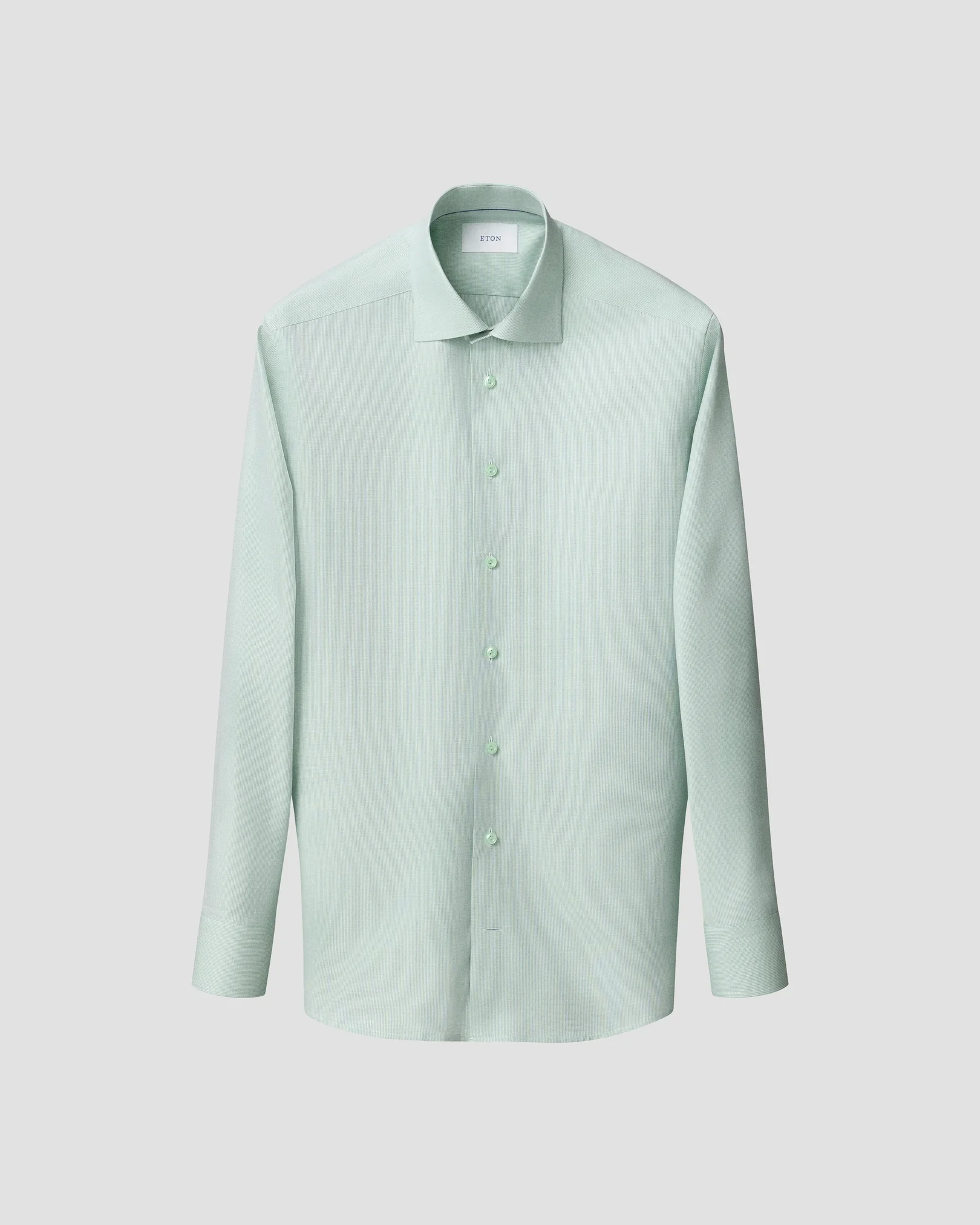 Eton - light green semi solid signature twill shirt cut away 261